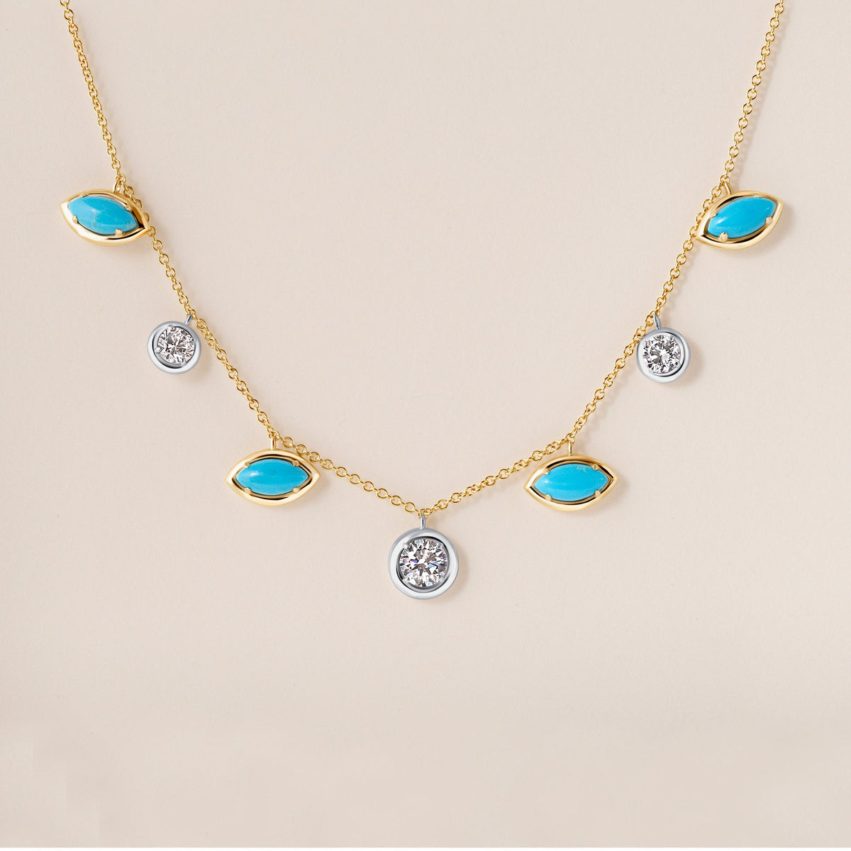 Marquise Turquoise Glow Necklace Necklace ABN-187-TQLGD  - Abtin & Co.