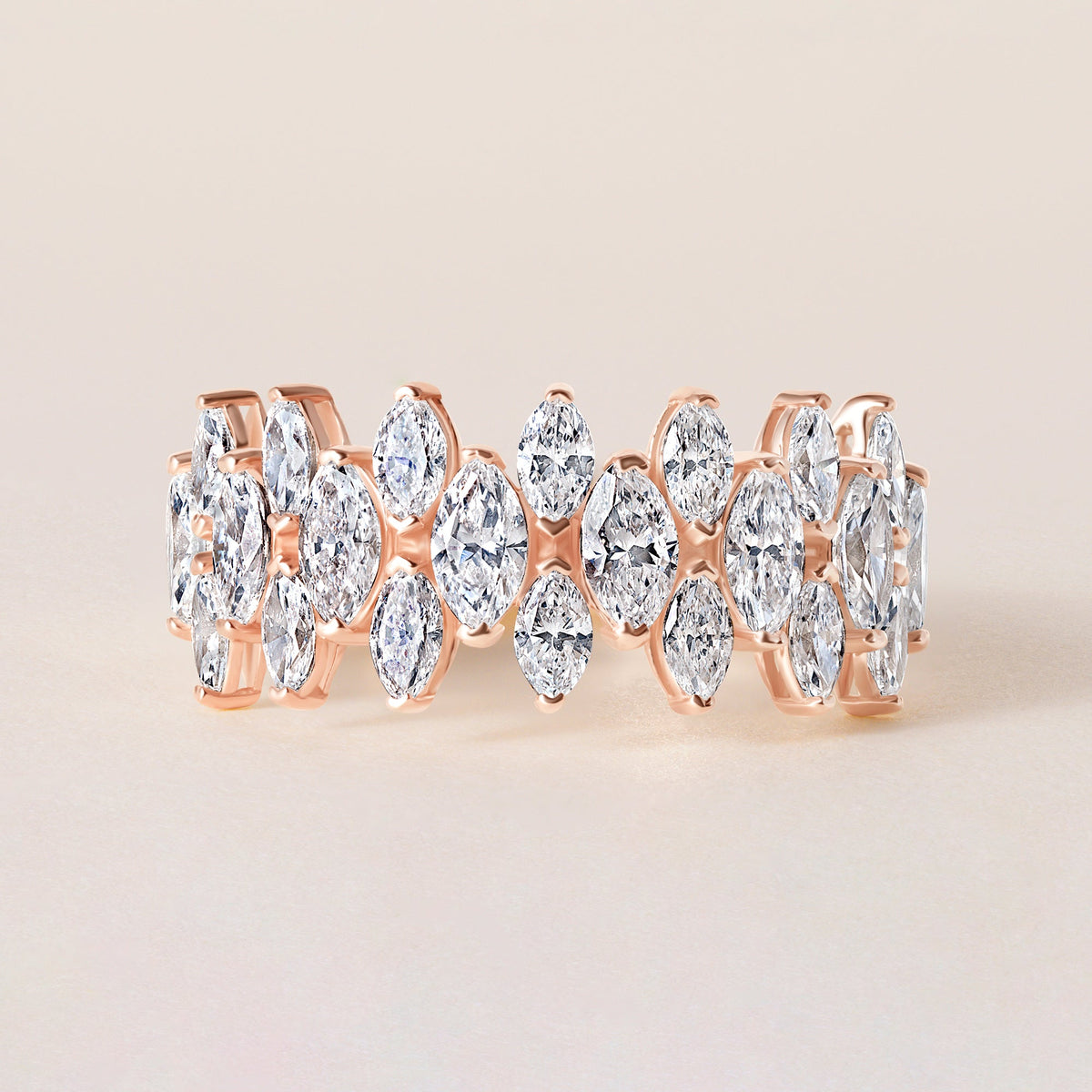 Marquise Vista Double Row Band Ring ABB-727.2-LGD-5  - Abtin & Co.