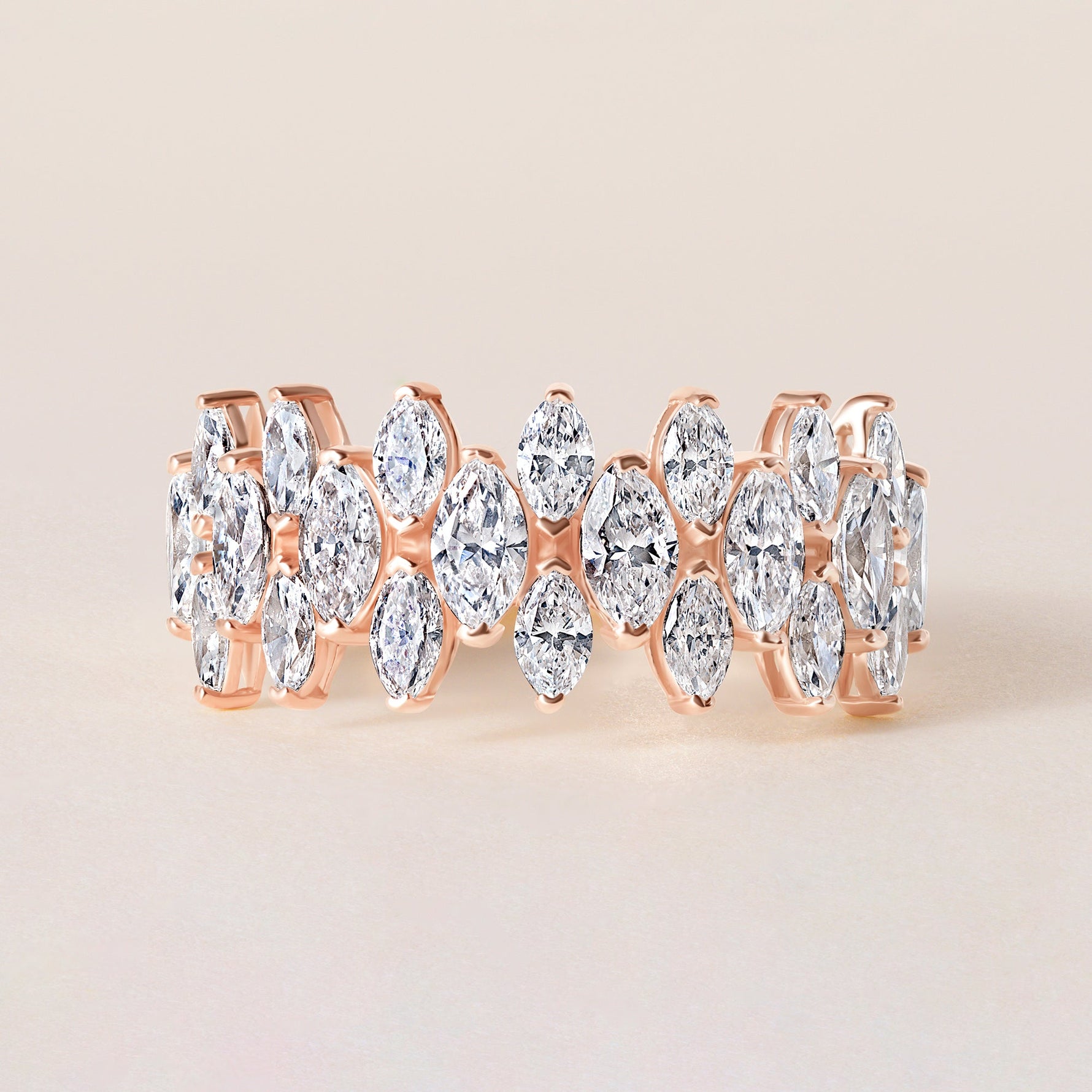 Marquise Vista Double Row Band Ring ABB-727.2-LGD-5  - Abtin & Co.