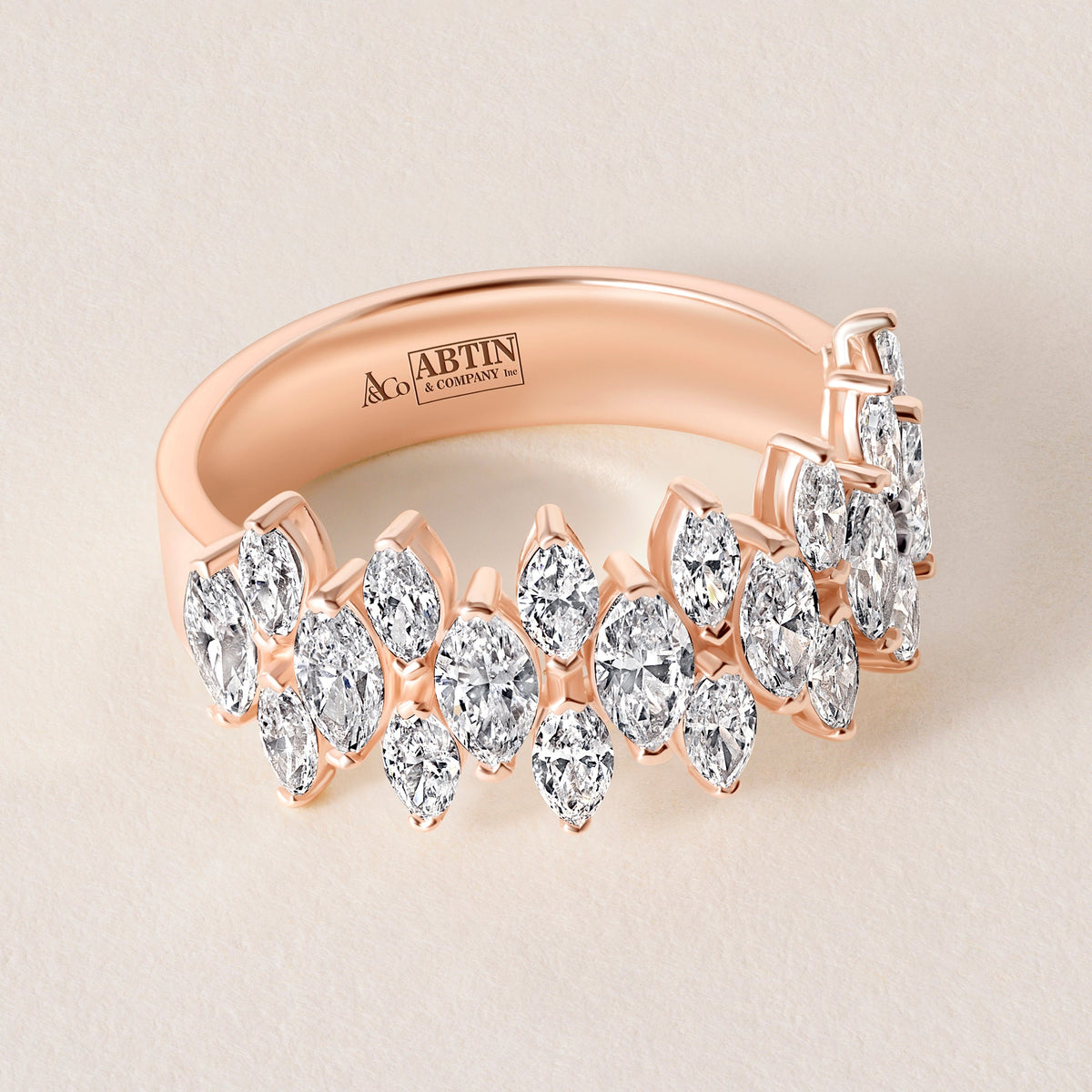 Marquise Vista Double Row Band Ring ABB-727.2-LGD-3  - Abtin & Co.