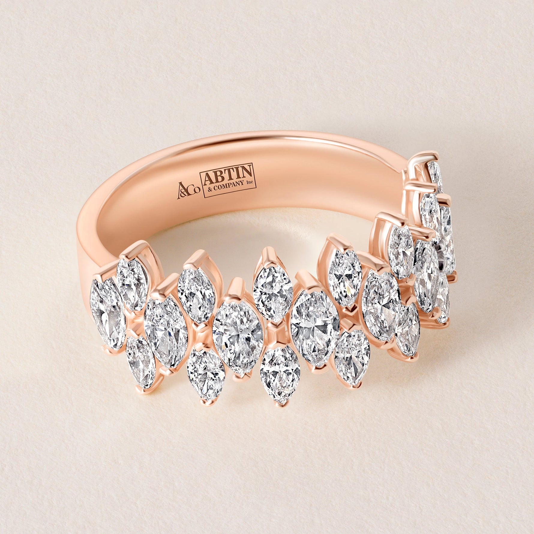 Marquise Vista Double Row Band Ring ABB-727.2-LGD-3  - Abtin & Co.