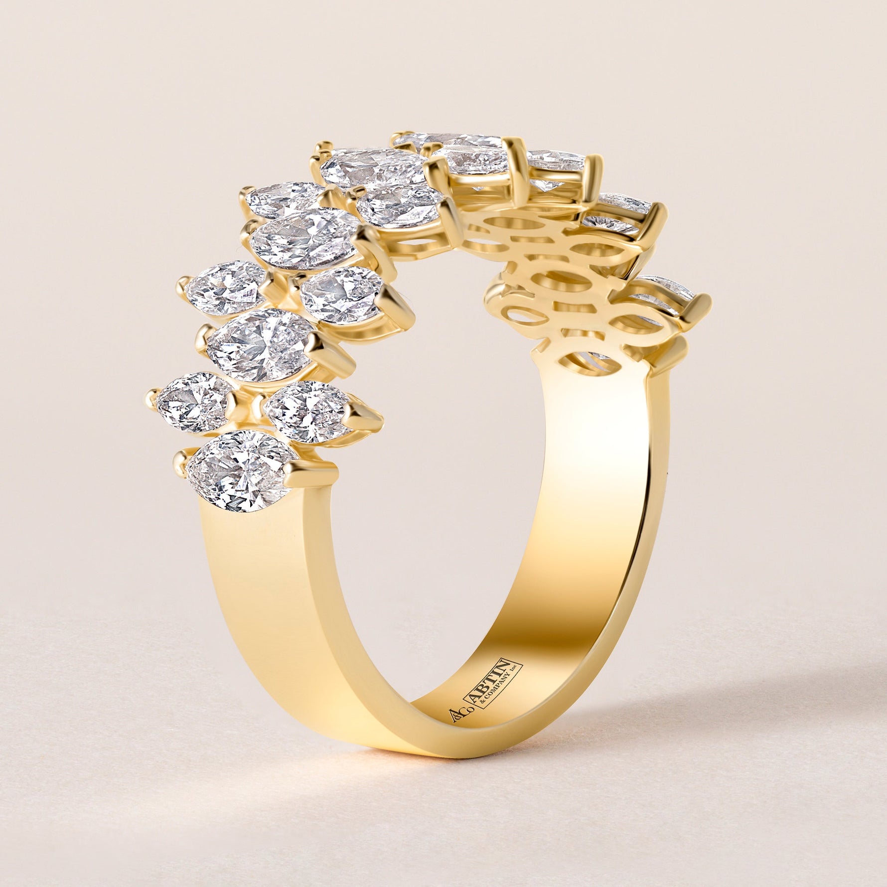 Marquise Vista Double Row Band Ring ABB-727.2-LGD-1  - Abtin & Co.