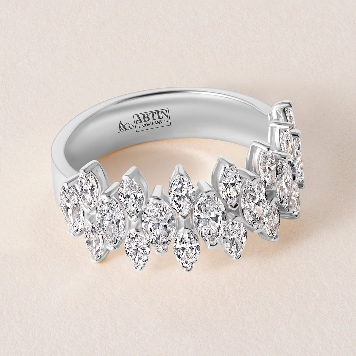 Marquise Vista Double Row Band Ring ABB-727.2-LGD-1  - Abtin & Co.