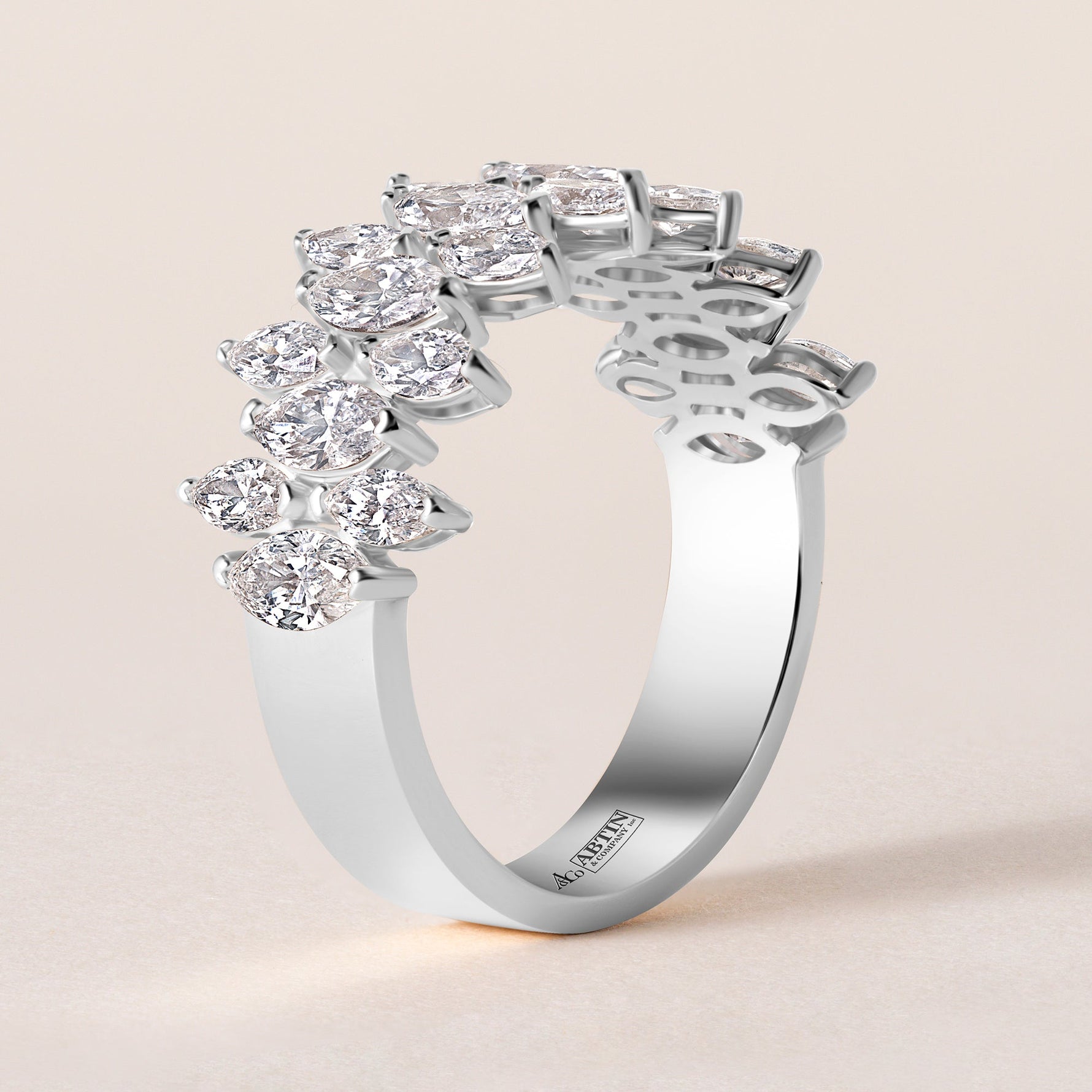 Marquise Vista Double Row Band Ring ABB-727.2-LGD-3  - Abtin & Co.