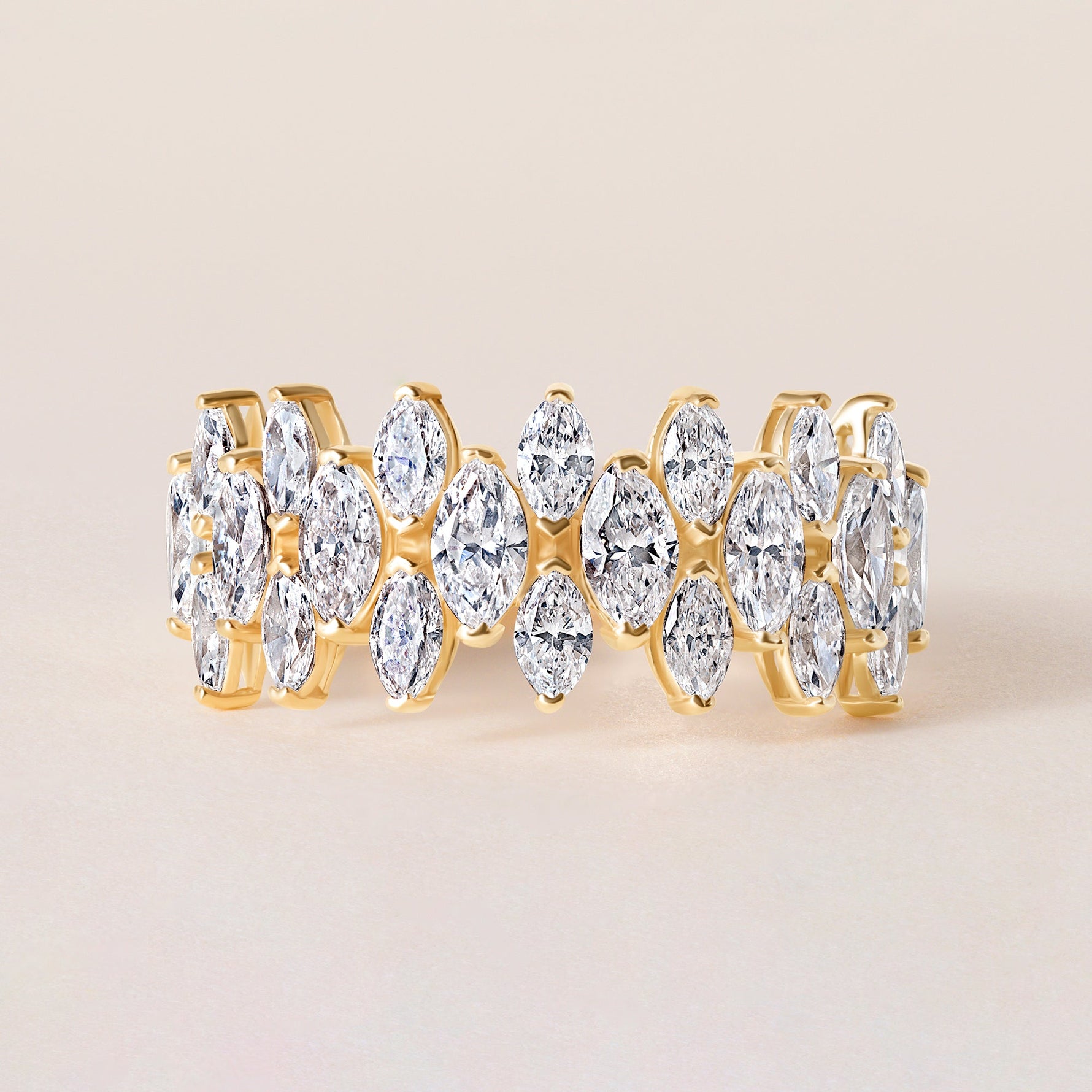 Marquise Vista Double Row Band Ring ABB-727.2-LGD-1  - Abtin & Co.