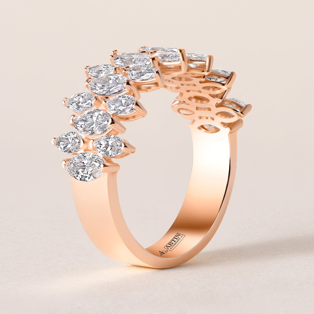 Marquise Vista Double Row Band Ring ABB-727.2-LGD-5  - Abtin & Co.