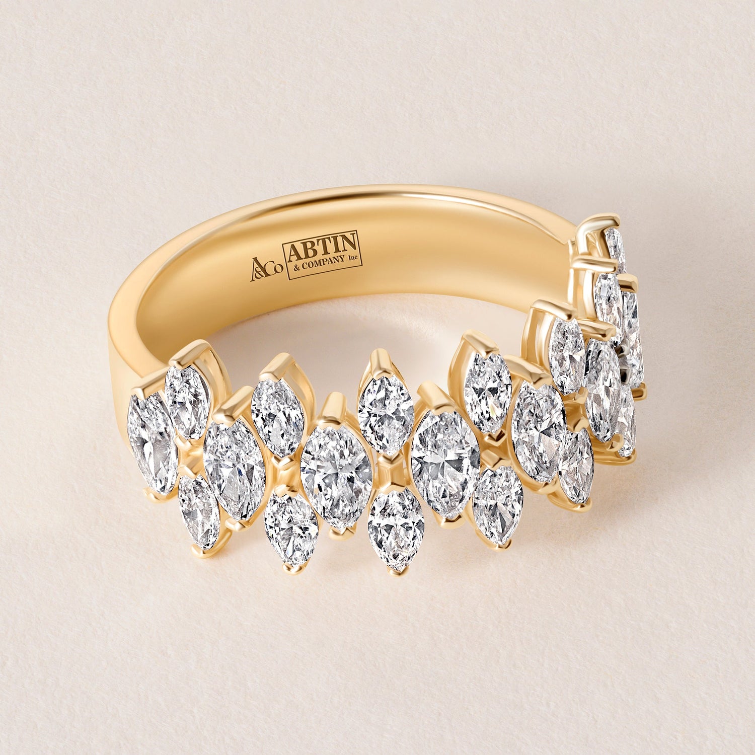 Marquise Vista Double Row Band Ring ABB-727.2-LGD-1  - Abtin & Co.