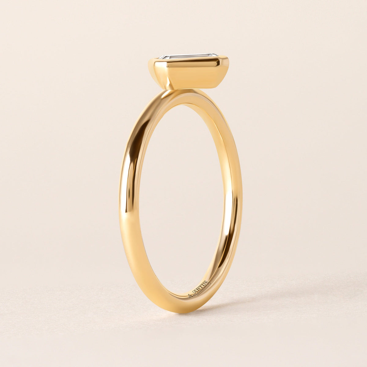 Offset Emerald Cut Lux Ring Ring   - Abtin & Co.