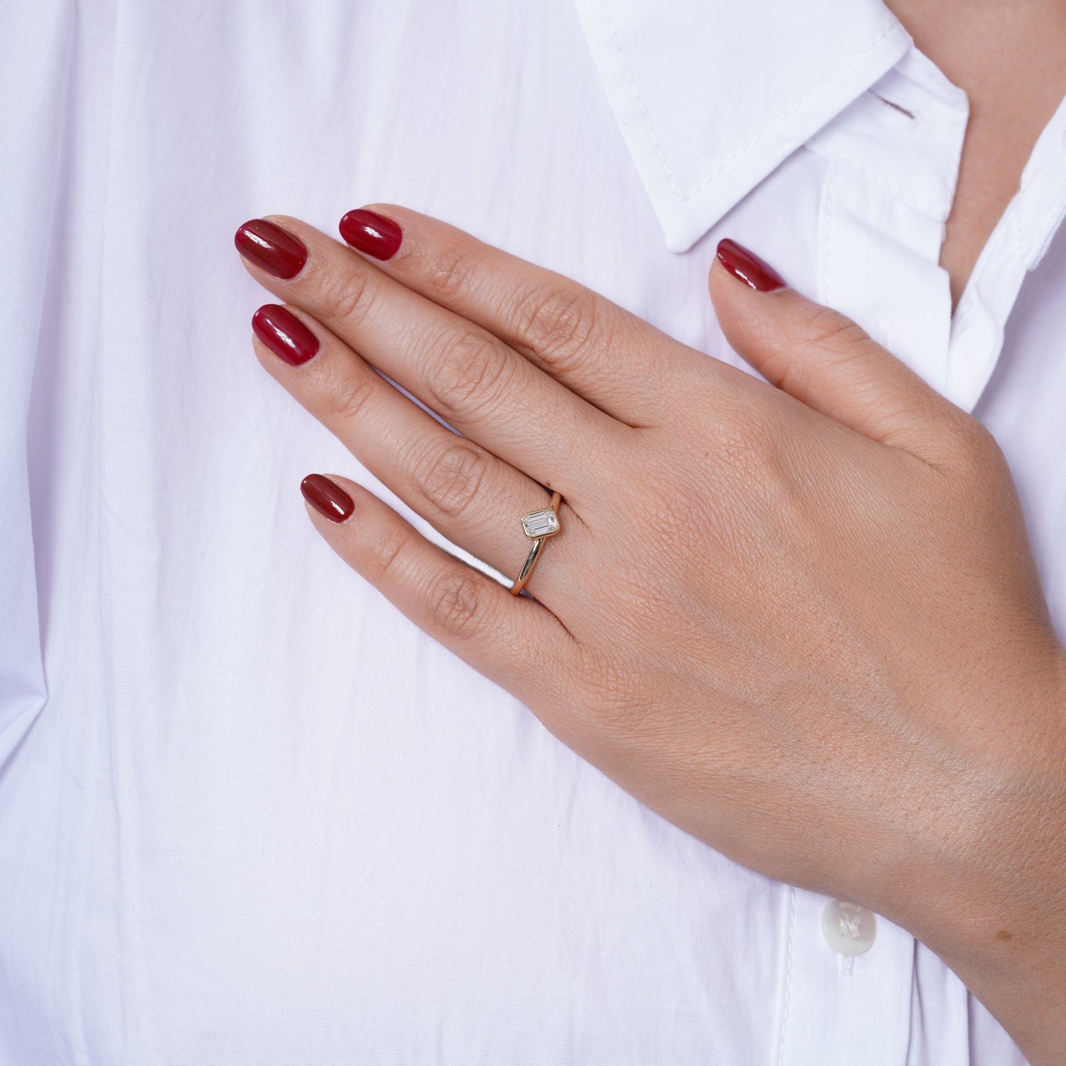 Offset Emerald Cut Lux Ring Ring   - Abtin & Co.