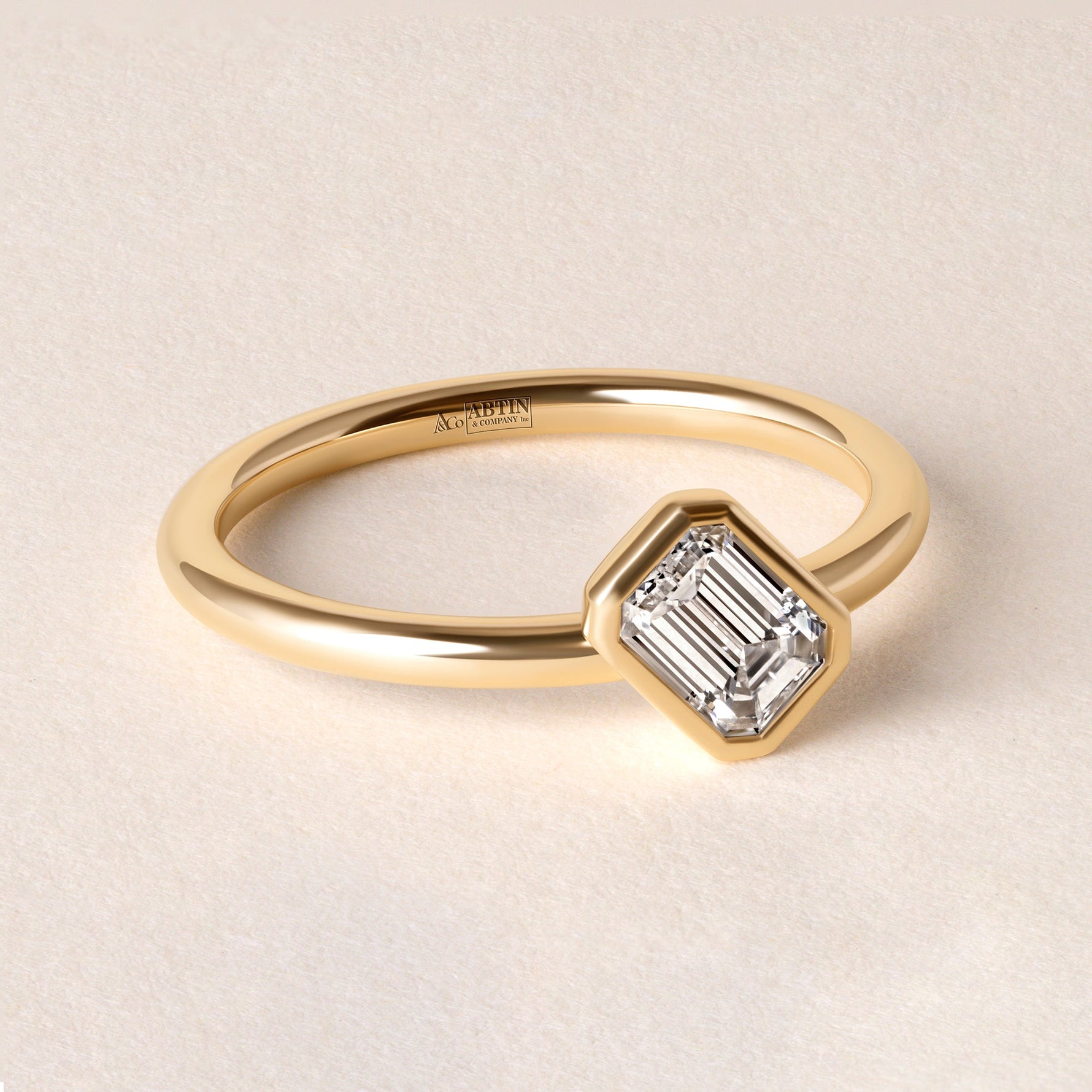 Offset Emerald Cut Lux Ring Ring   - Abtin & Co.