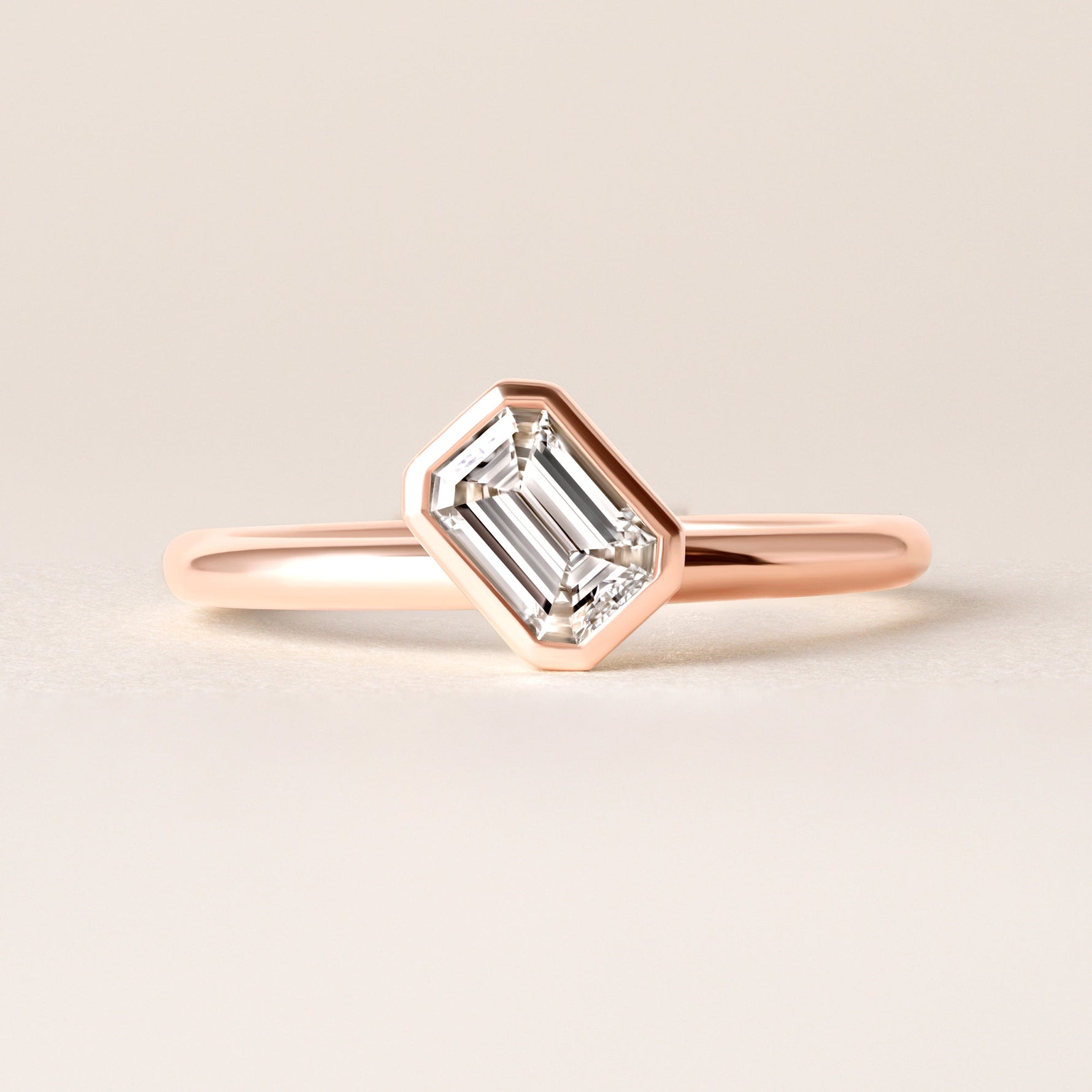 Offset Emerald Cut Lux Ring Ring   - Abtin & Co.