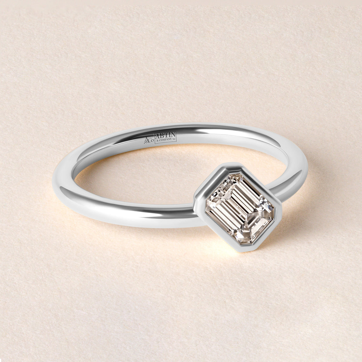 Offset Emerald Cut Lux Ring Ring   - Abtin & Co.