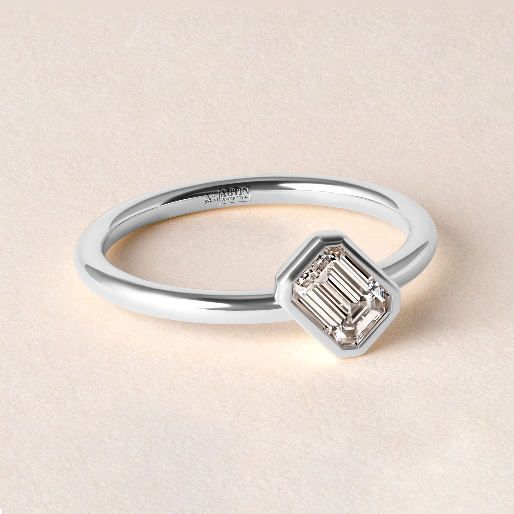 Offset Emerald Cut Lux Ring Ring   - Abtin & Co.