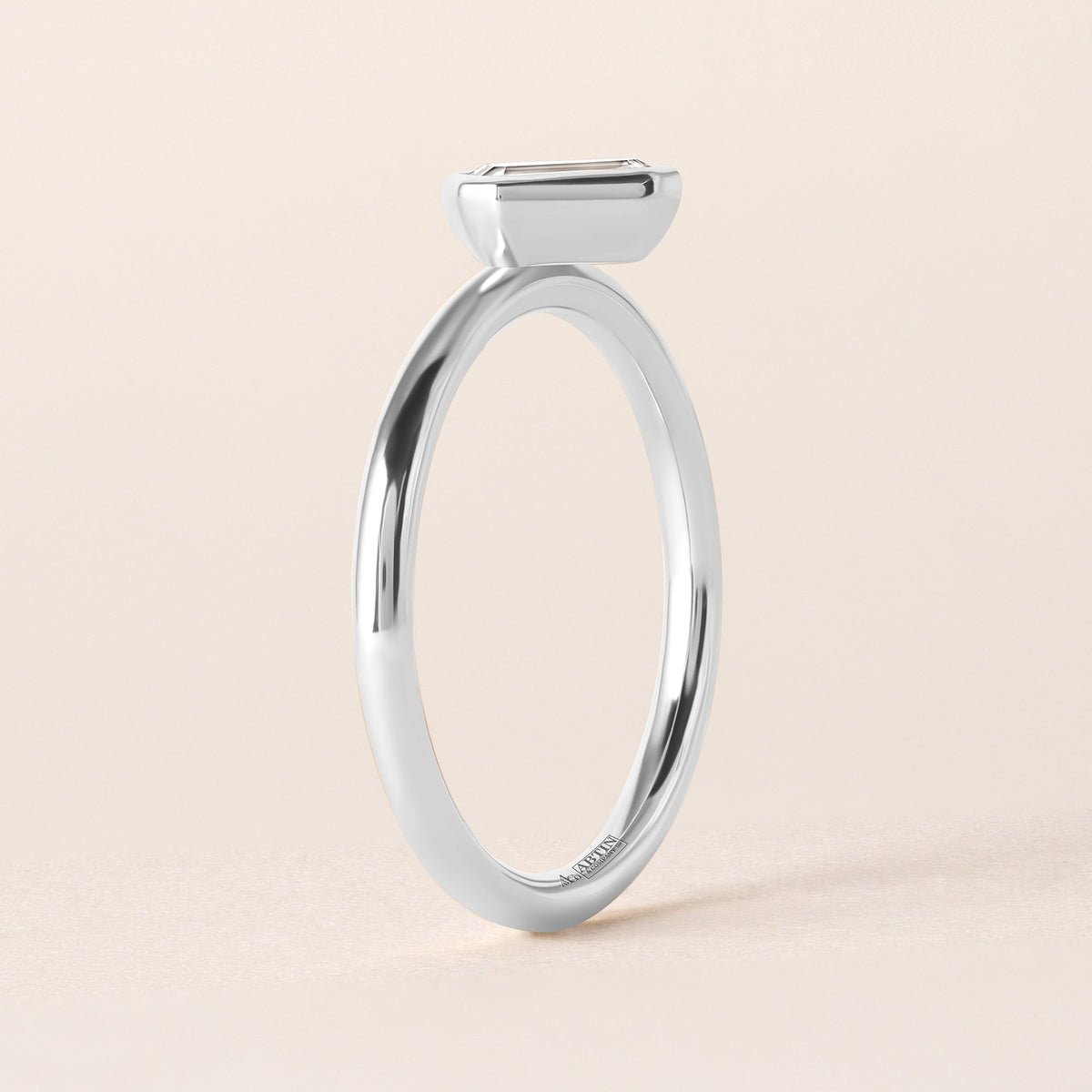 Offset Emerald Cut Lux Ring Ring   - Abtin & Co.