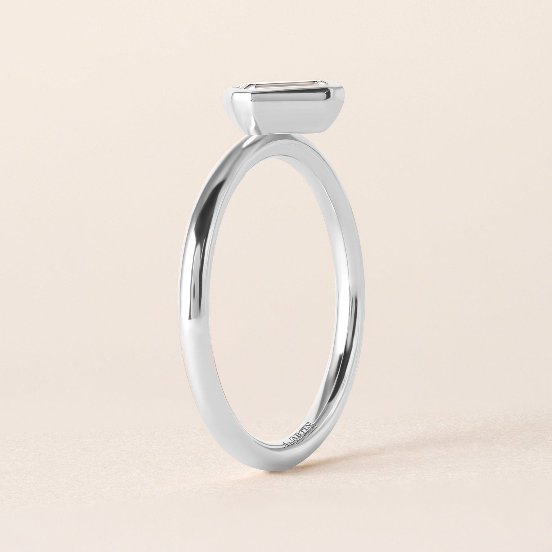 Offset Emerald Cut Lux Ring Ring   - Abtin & Co.