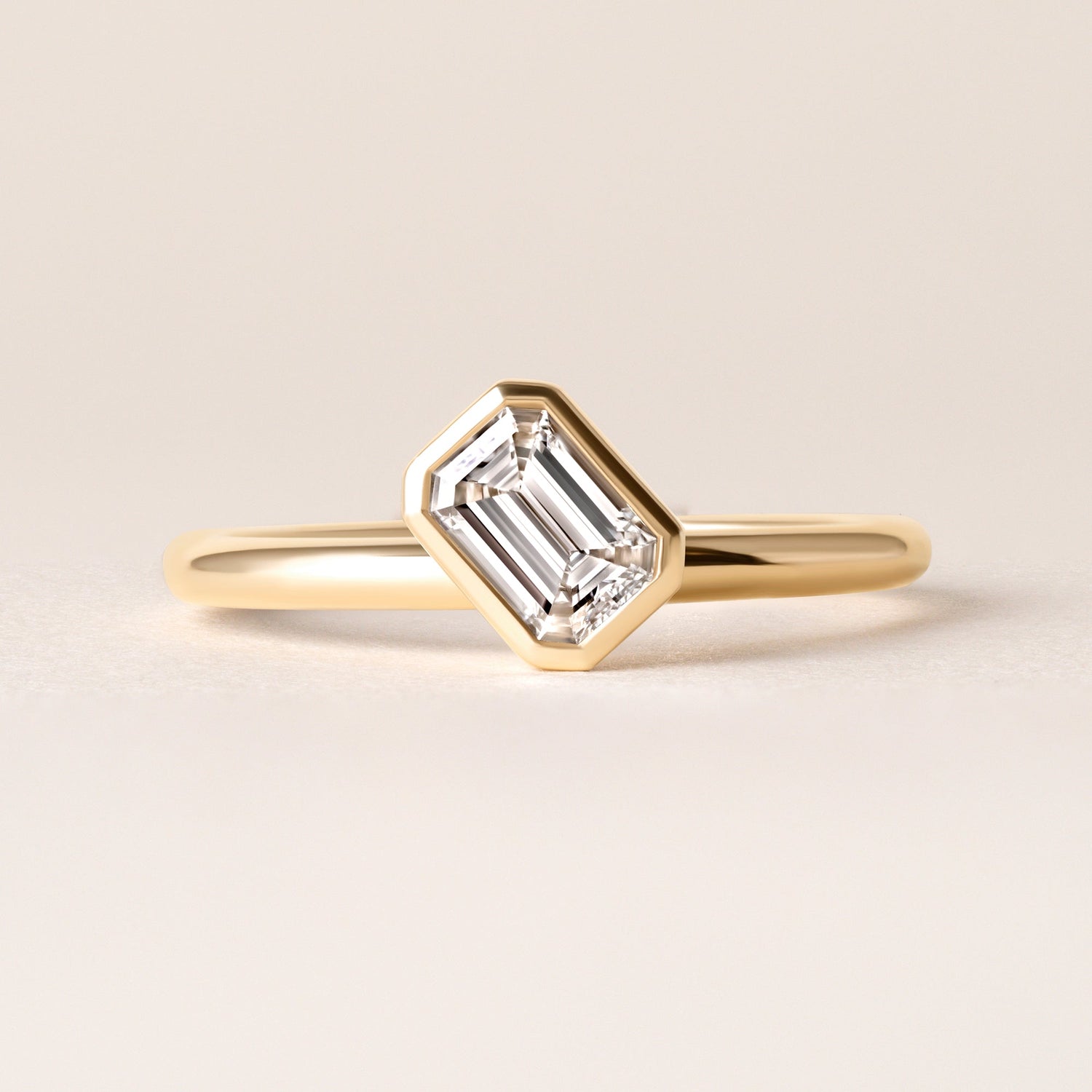 Offset Emerald Cut Lux Ring Ring   - Abtin & Co.