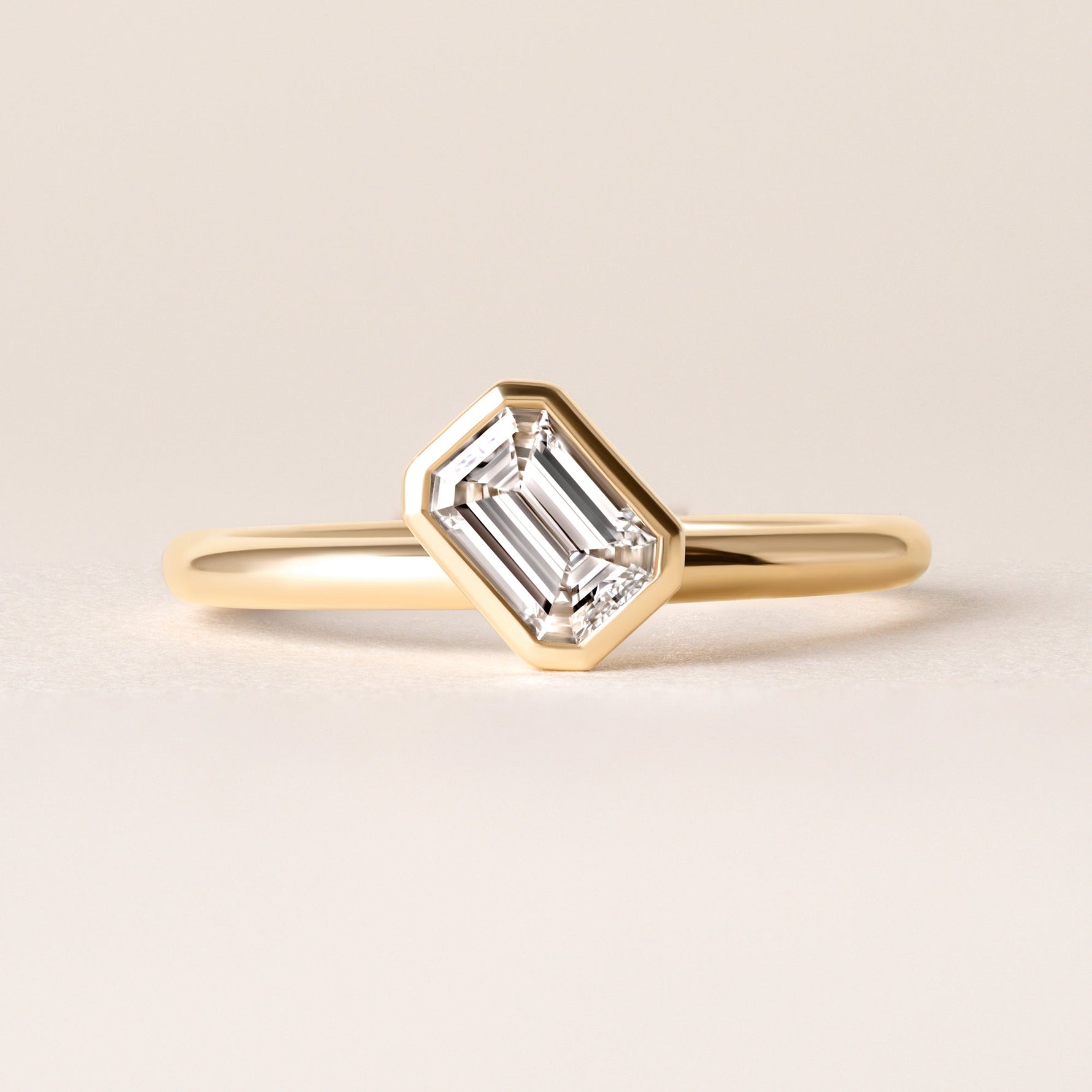 Offset Emerald Cut Lux Ring Ring   - Abtin & Co.