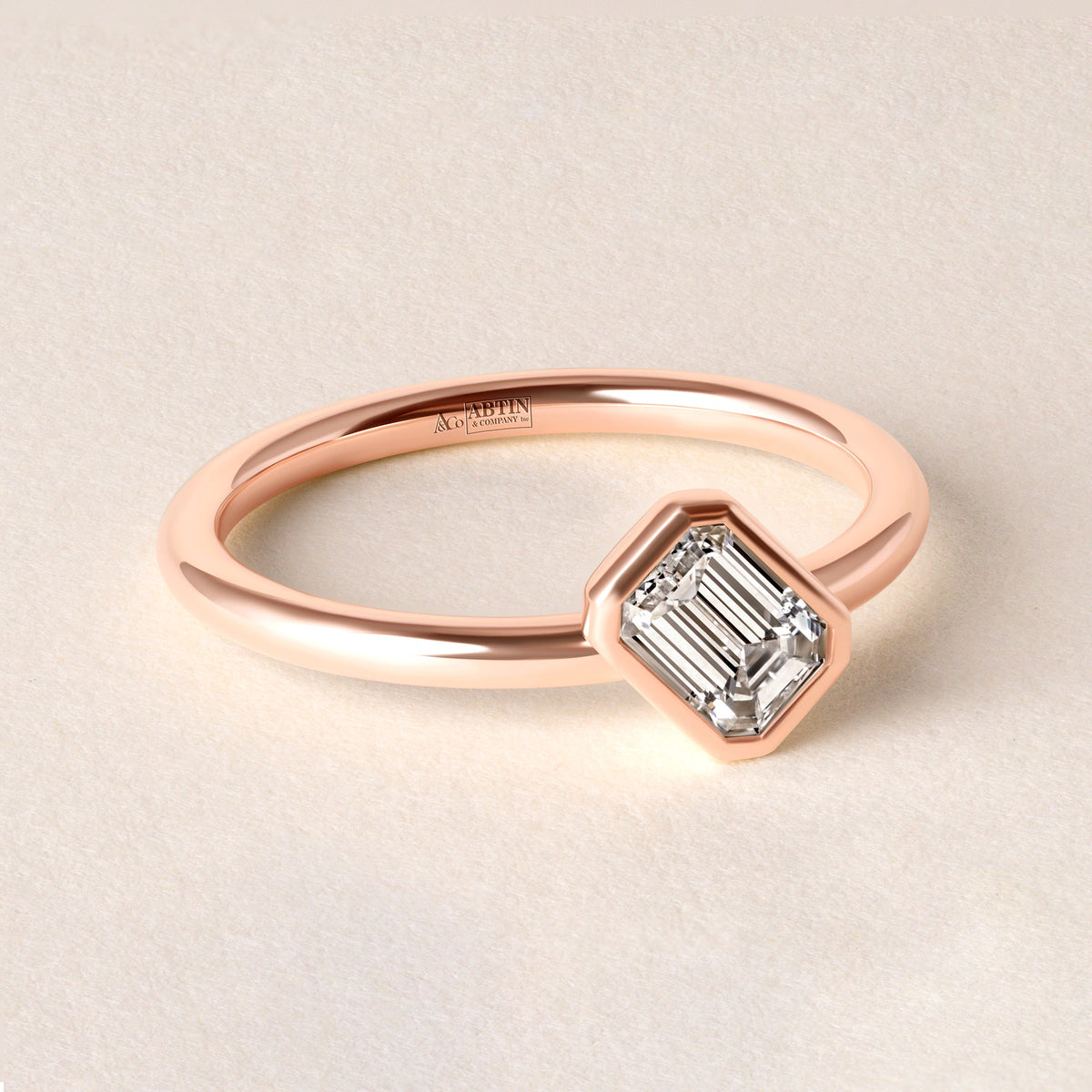 Offset Emerald Cut Lux Ring Ring   - Abtin & Co.