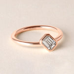 Offset Emerald Cut Lux Ring Ring   - Abtin & Co.