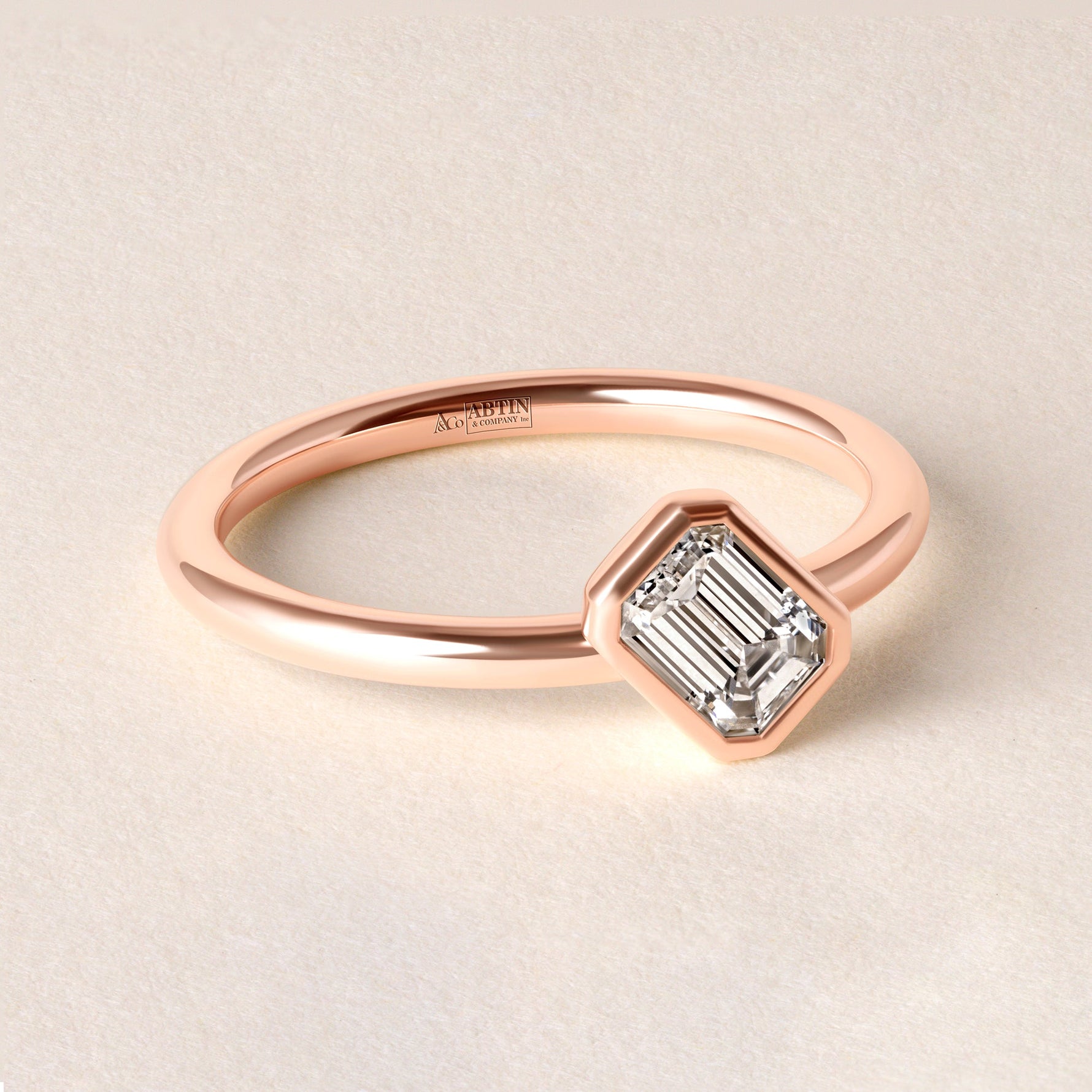 Offset Emerald Cut Lux Ring Ring   - Abtin & Co.