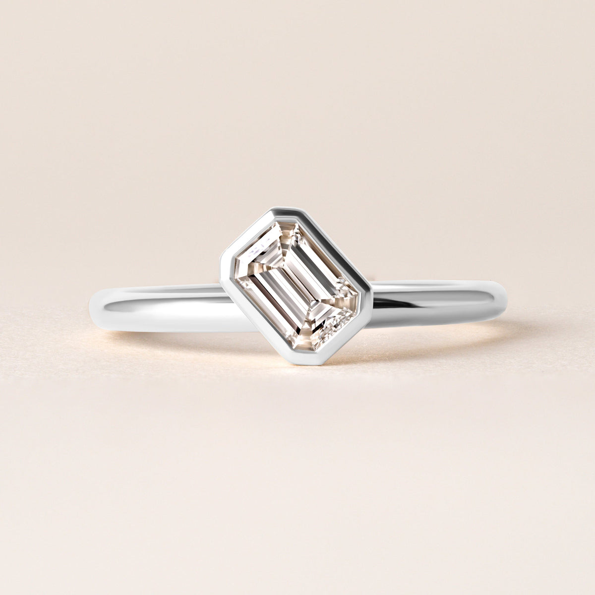 Offset Emerald Cut Lux Ring Ring   - Abtin & Co.