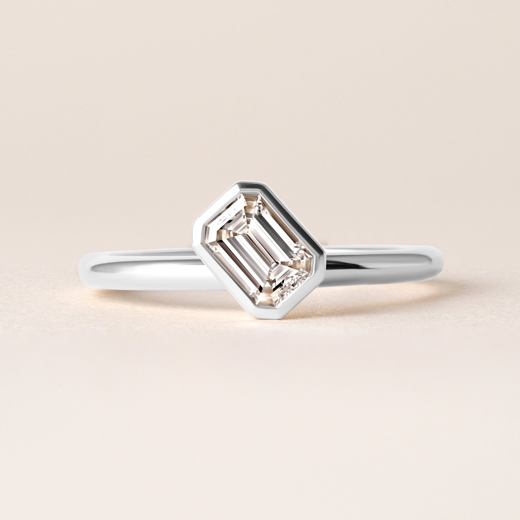 Offset Emerald Cut Lux Ring Ring   - Abtin & Co.