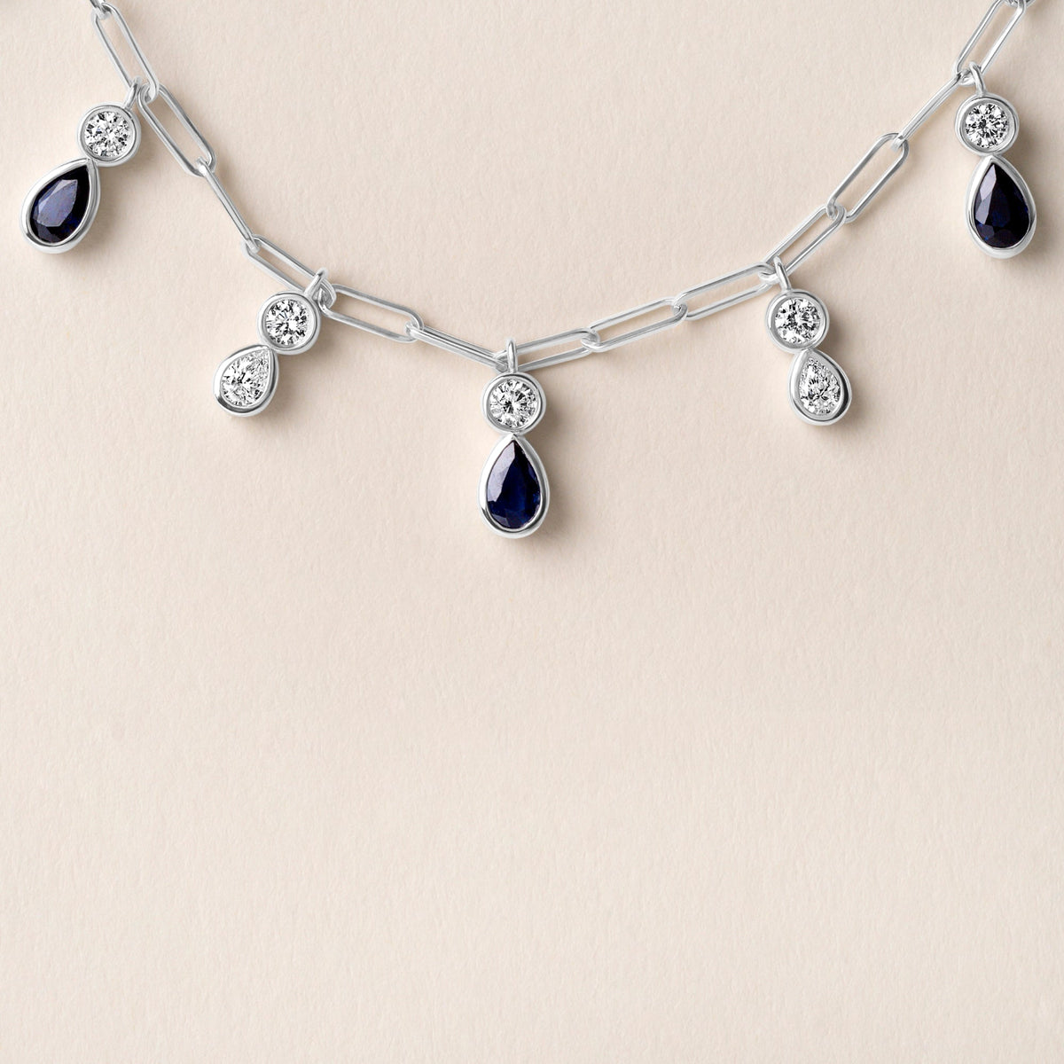 Ondina Blue Sapphire Necklace Necklace ABN-180-BSD-3  - Abtin & Co.