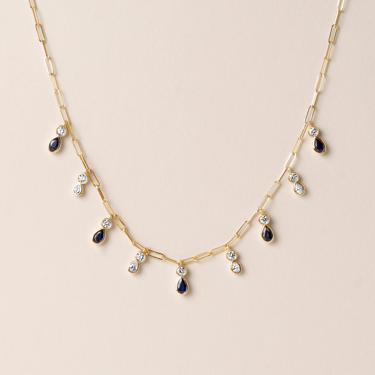 Ondina Blue Sapphire Necklace Necklace ABN-180-BSD-1  - Abtin & Co.