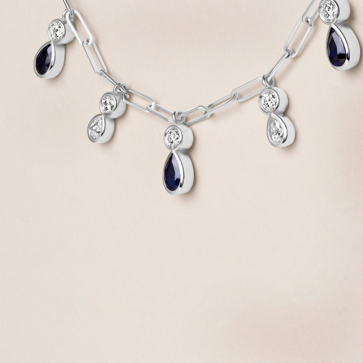 Ondina Blue Sapphire Necklace Necklace ABN-180-BSD-3  - Abtin & Co.