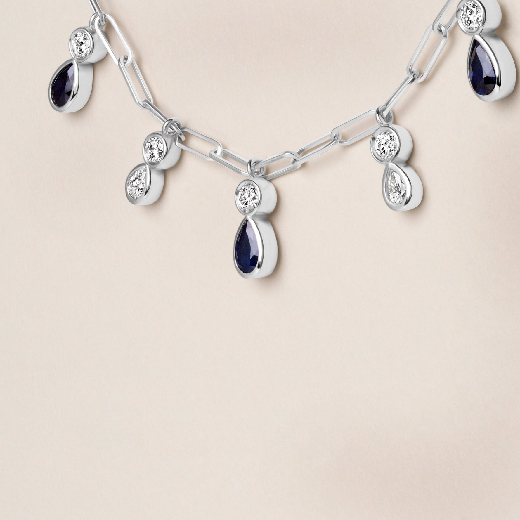 Ondina Blue Sapphire Necklace Necklace ABN-180-BSD-3  - Abtin & Co.