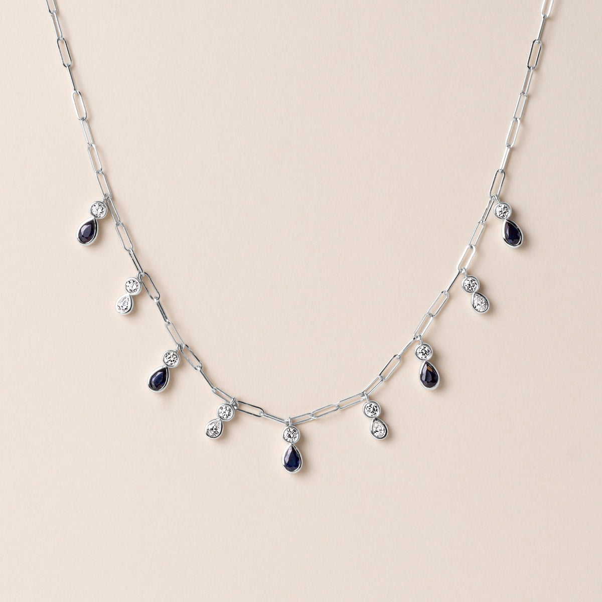 Ondina Blue Sapphire Necklace Necklace ABN-180-BSD-3  - Abtin & Co.