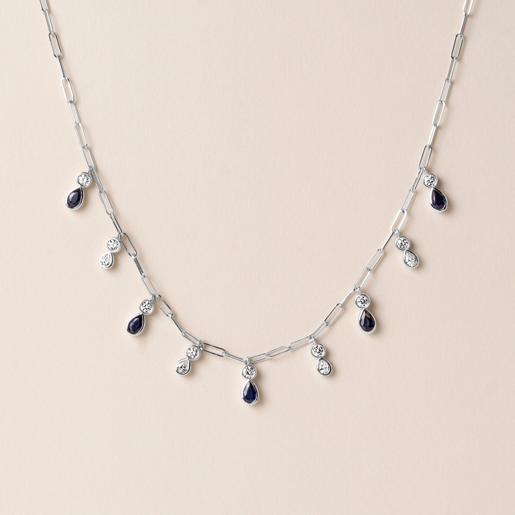 Ondina Blue Sapphire Necklace Necklace ABN-180-BSD-3  - Abtin & Co.