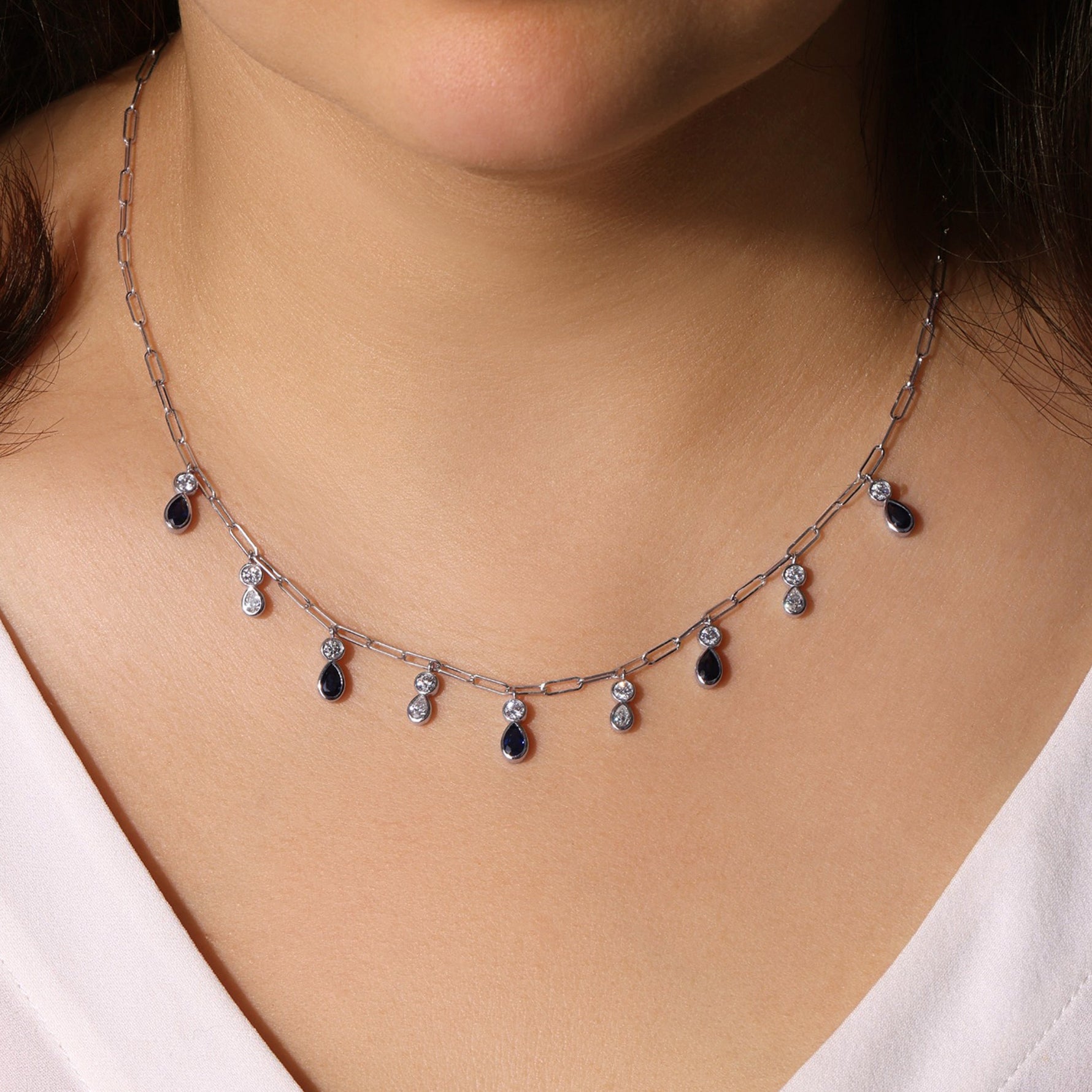 Ondina Blue Sapphire Necklace Necklace ABN-180-BSD-1  - Abtin & Co.