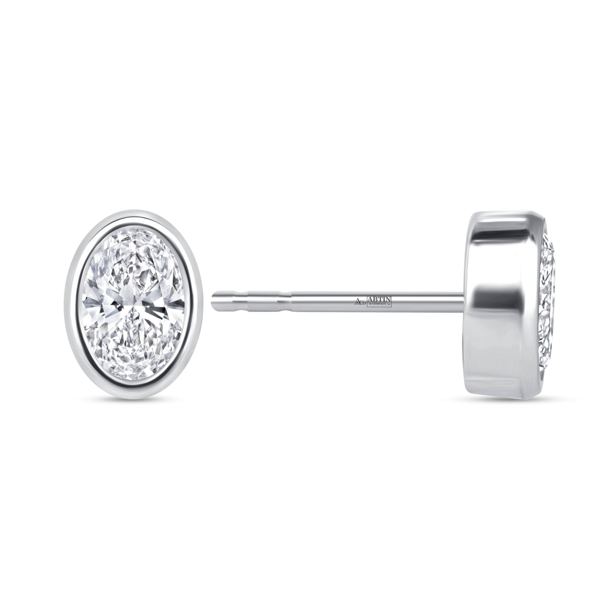Oval Célina Bezel Studs Earring ABE-232-D-4  - Abtin & Co.