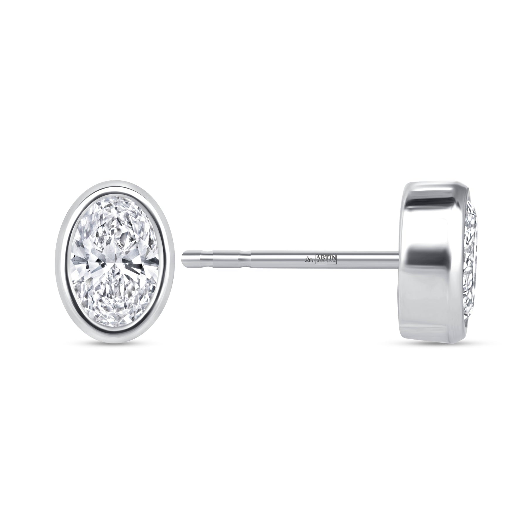 Oval Célina Bezel Studs Earring ABE-232-D-4  - Abtin & Co.