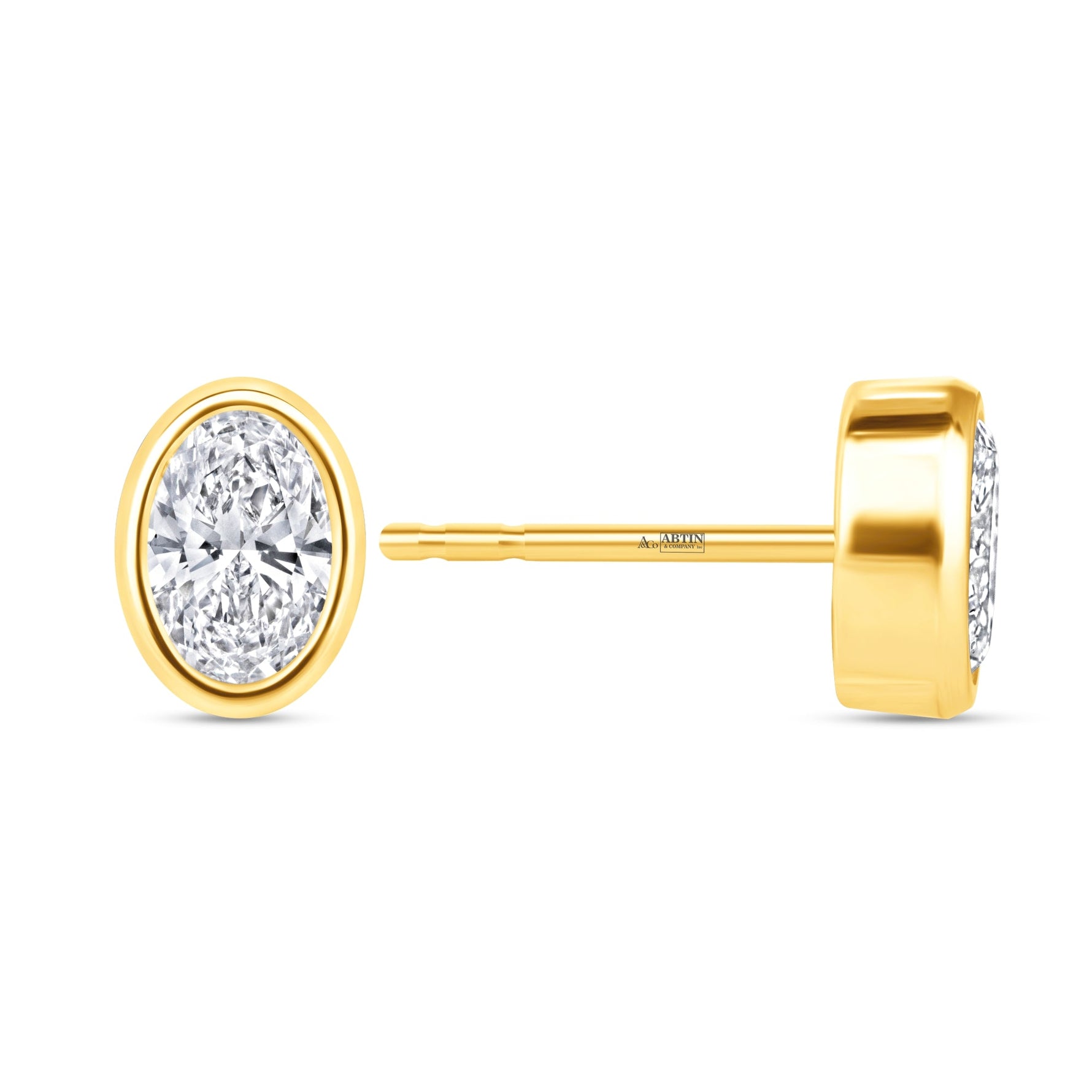 Oval Célina Bezel Studs Earring ABE-232-D-1  - Abtin & Co.