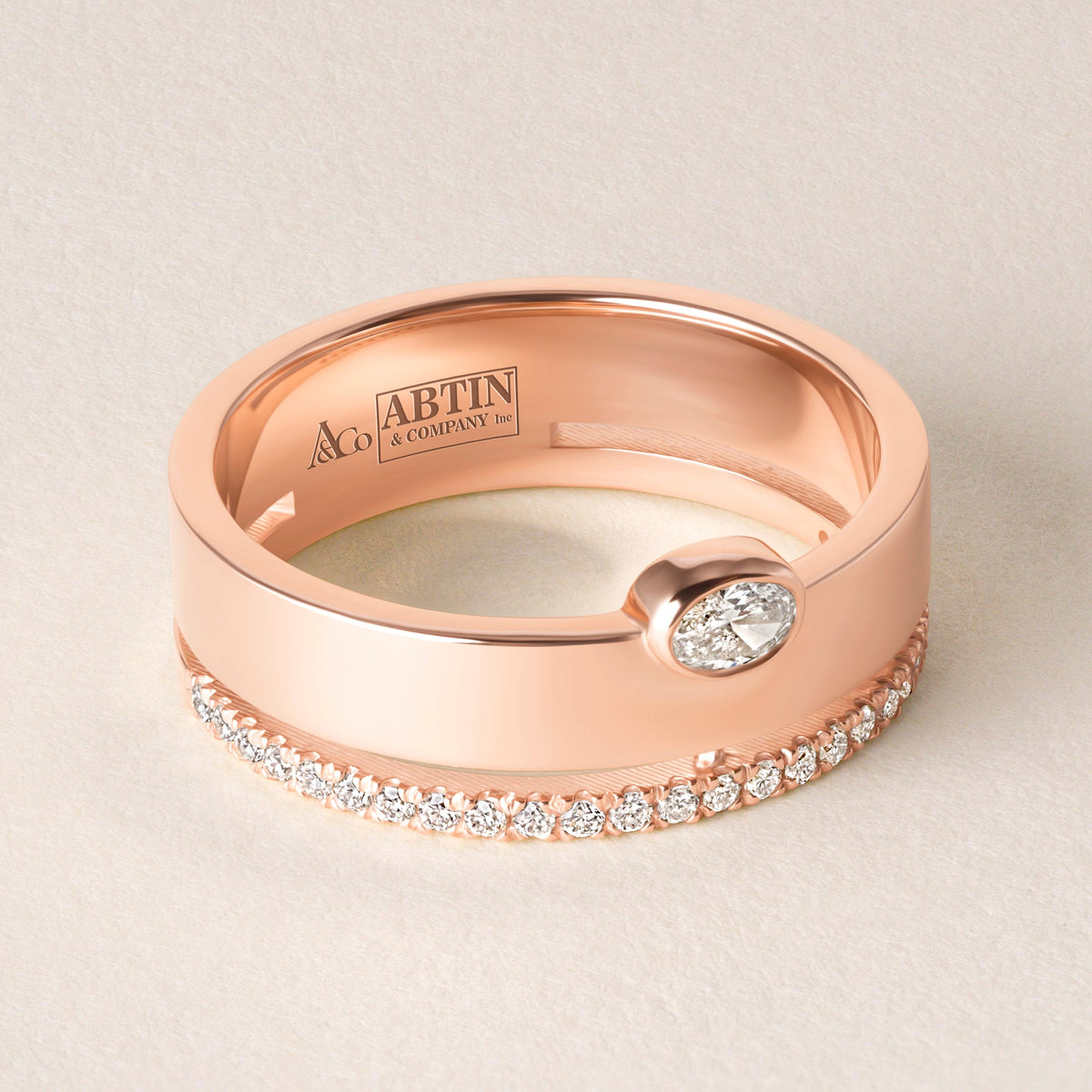 Oval Élevé Band Ring ABB-713.1-V2-OV-D-5  - Abtin & Co.