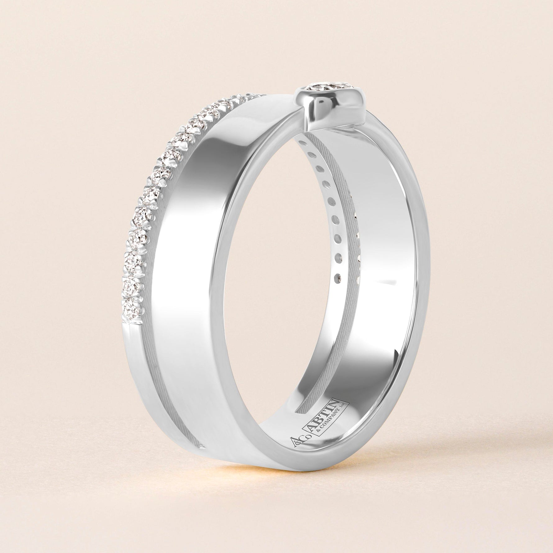 Oval Élevé Band Ring ABB-713.1-V2-OV-D-3  - Abtin & Co.