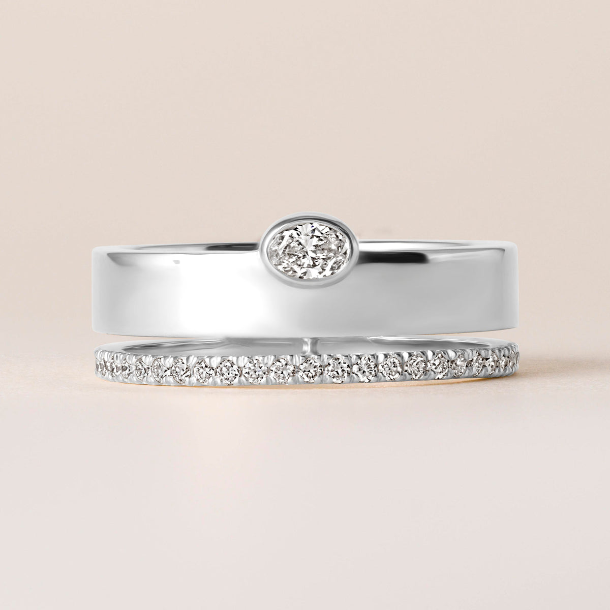 Oval Élevé Band Ring ABB-713.1-V2-OV-D-3  - Abtin & Co.