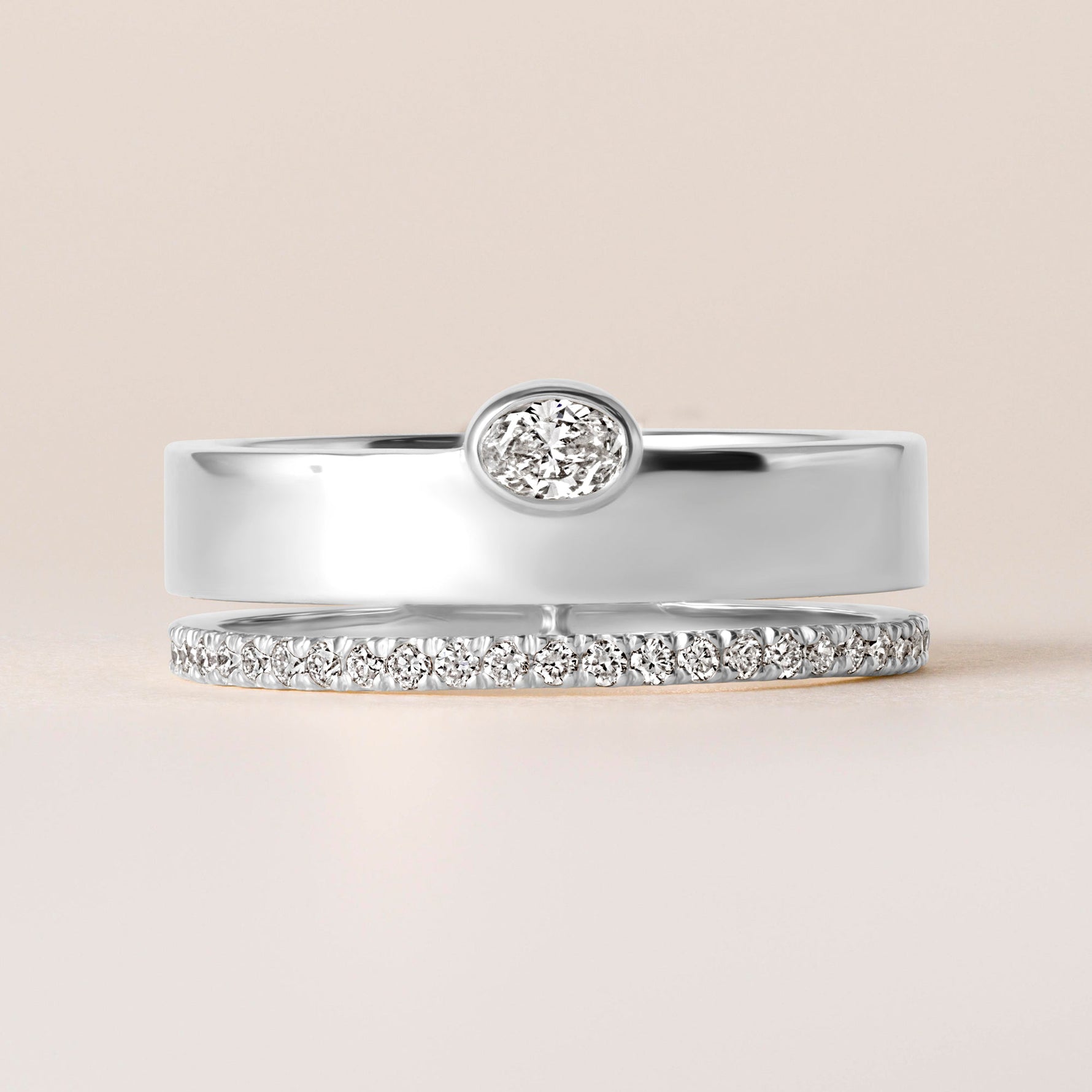 Oval Élevé Band Ring ABB-713.1-V2-OV-D-3  - Abtin & Co.