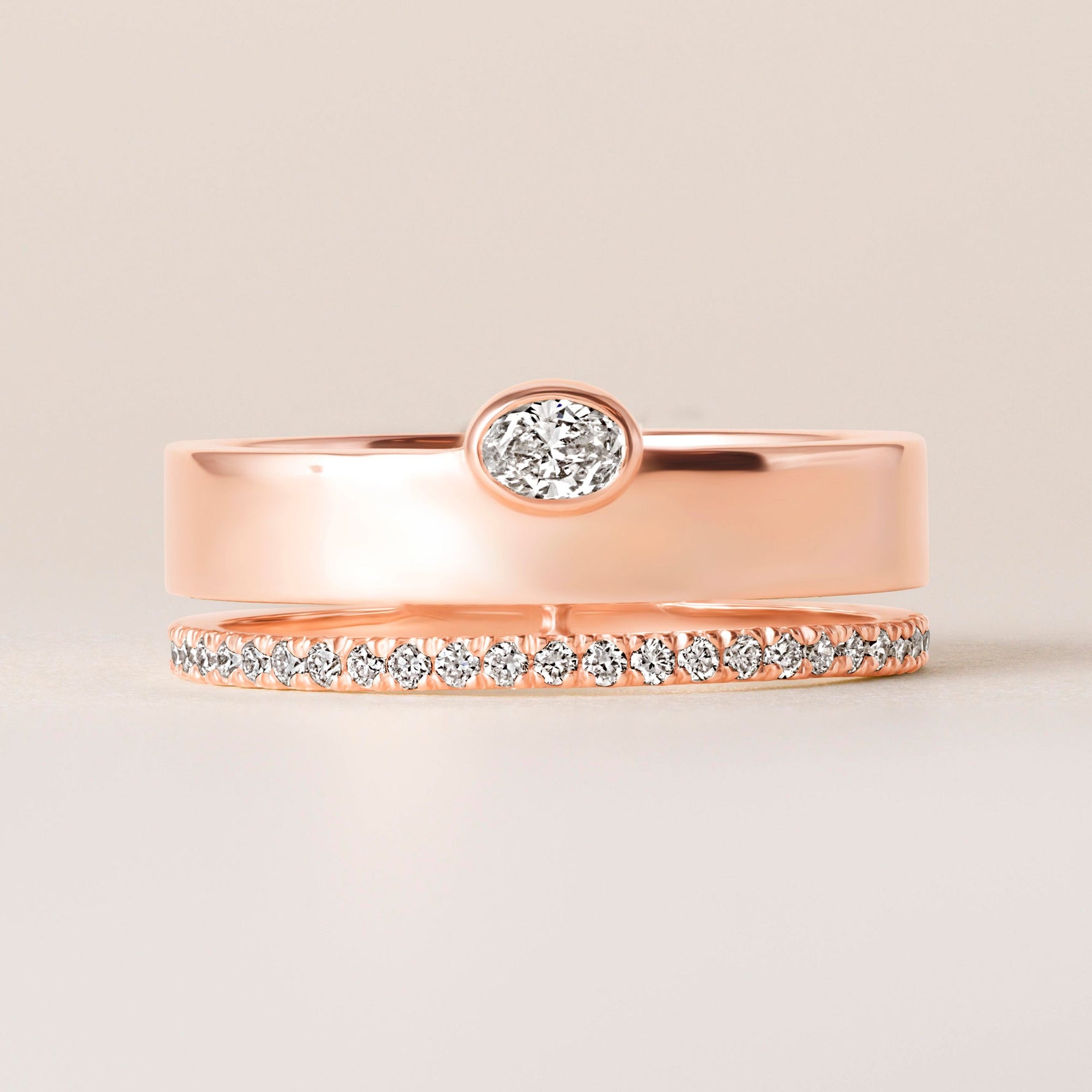 Oval Élevé Band Ring ABB-713.1-V2-OV-D-5  - Abtin & Co.