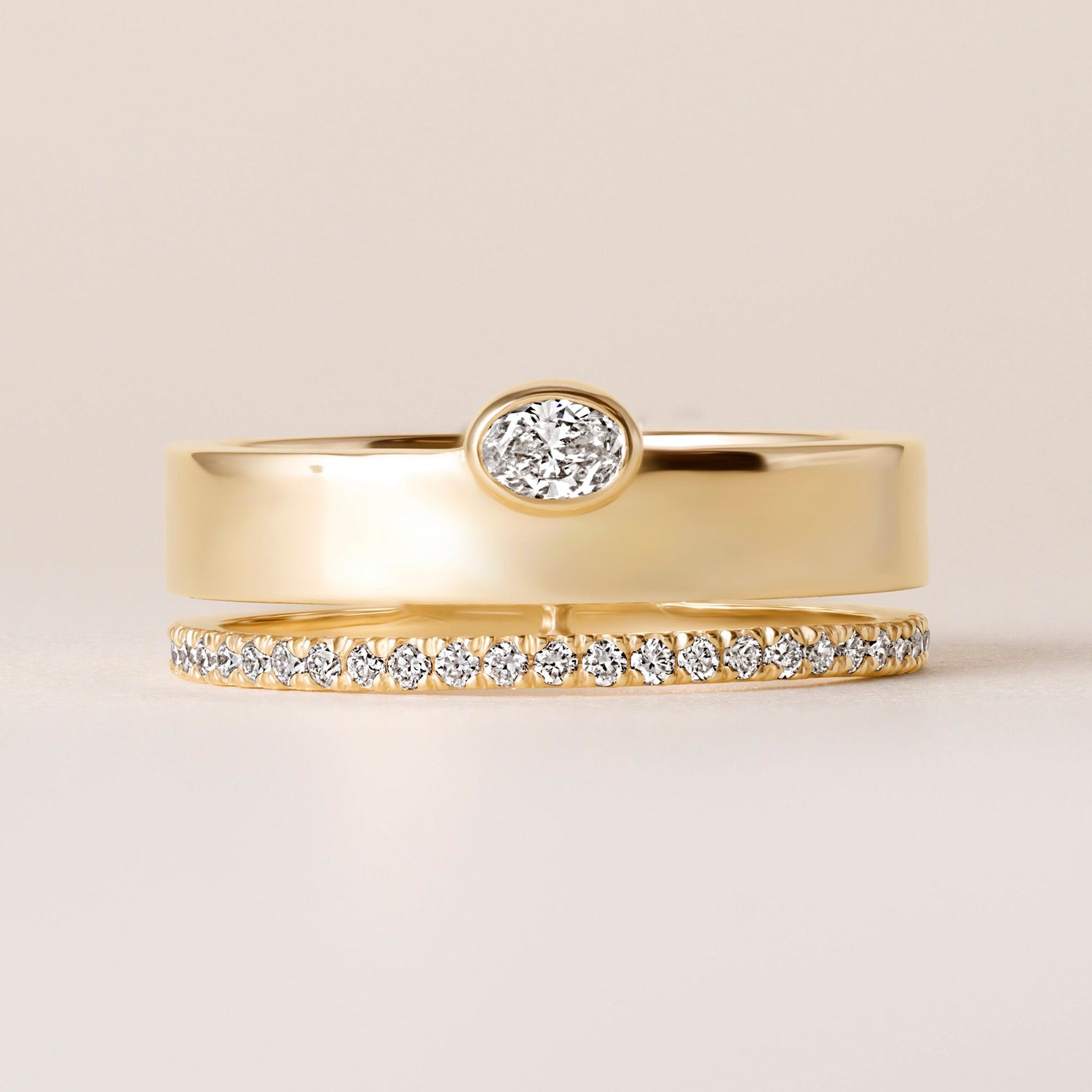 Oval Élevé Band Ring ABB-713.1-V2-OV-D-1  - Abtin & Co.