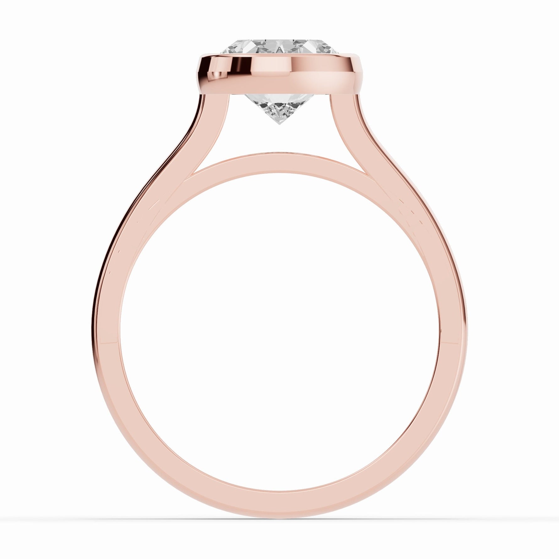 Oval Lumière Bezel Solitaire Ring ABER-103-OV-LGD-11  - Abtin & Co.
