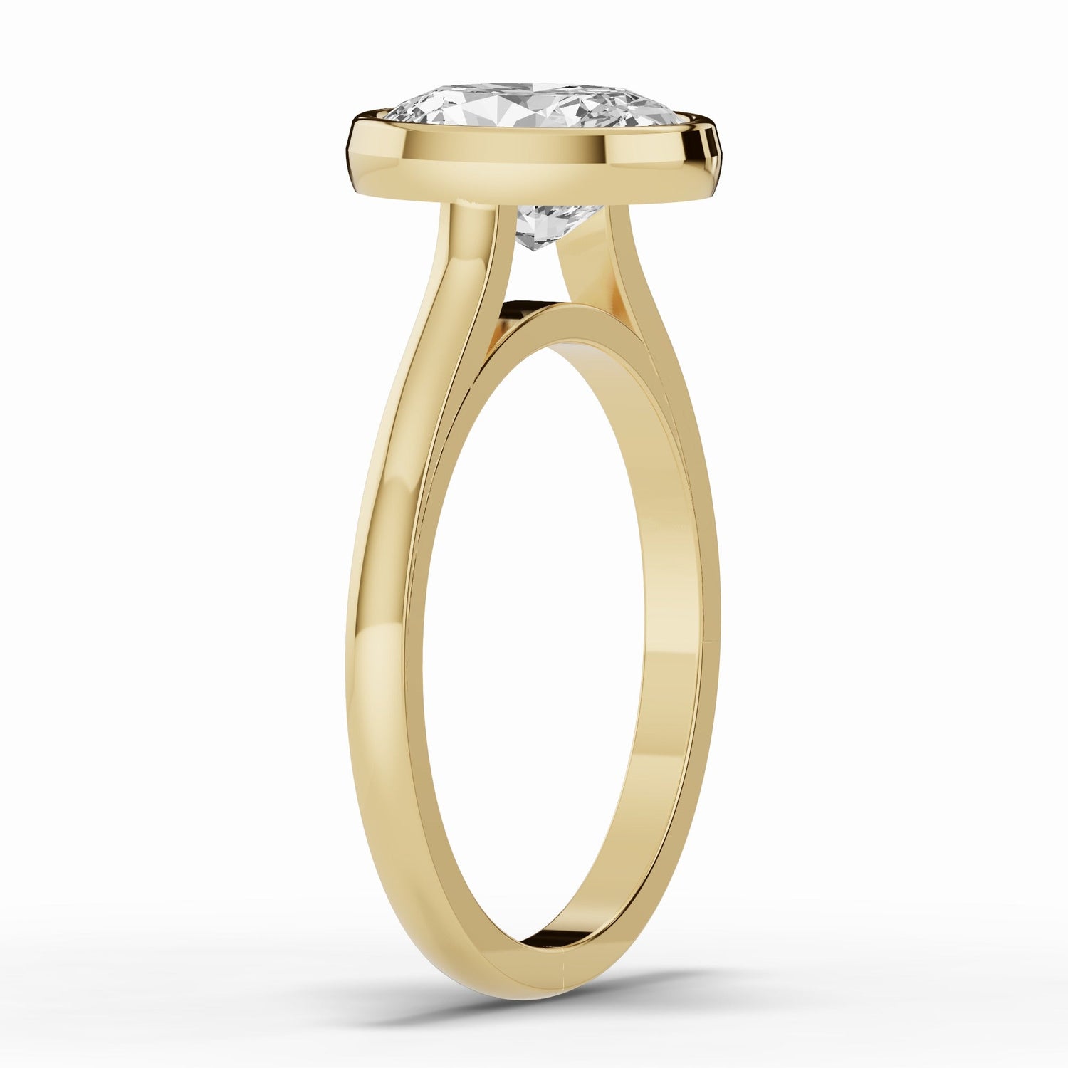 Oval Lumière Bezel Solitaire Ring ABER-103-OV-LGD-1  - Abtin & Co.