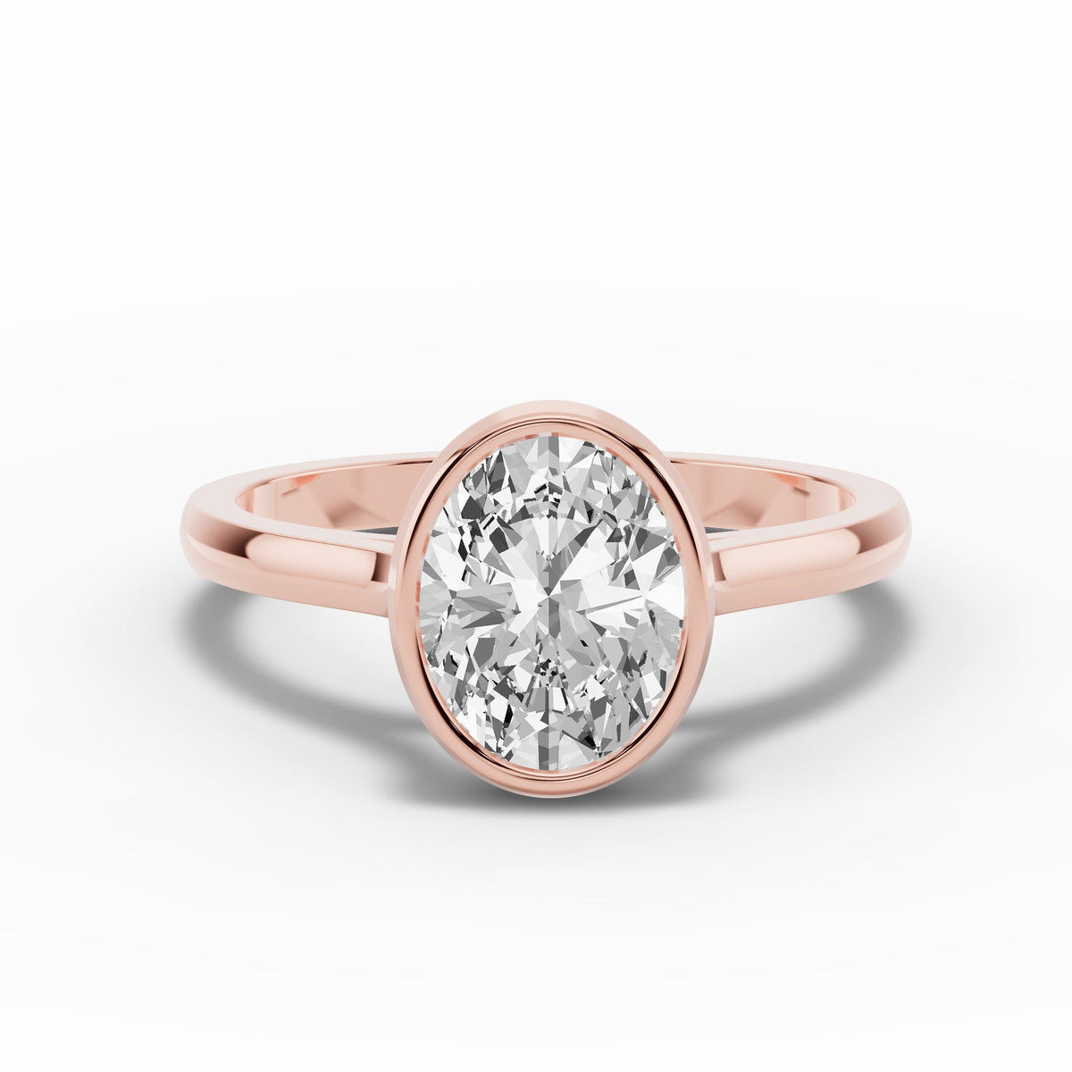Oval Lumière Bezel Solitaire Ring ABER-103-OV-LGD-11  - Abtin & Co.