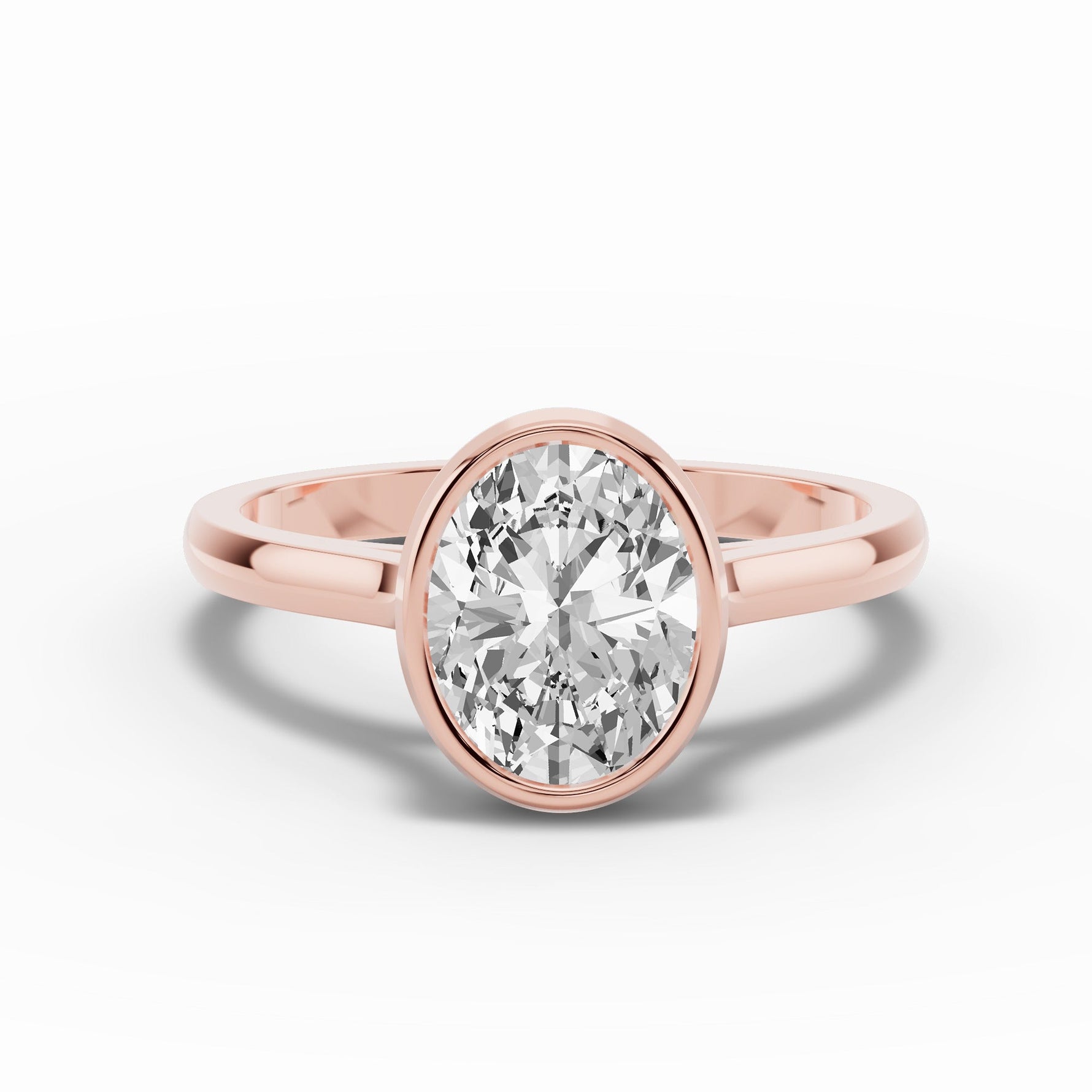 Oval Lumière Bezel Solitaire Ring ABER-103-OV-LGD-11  - Abtin & Co.