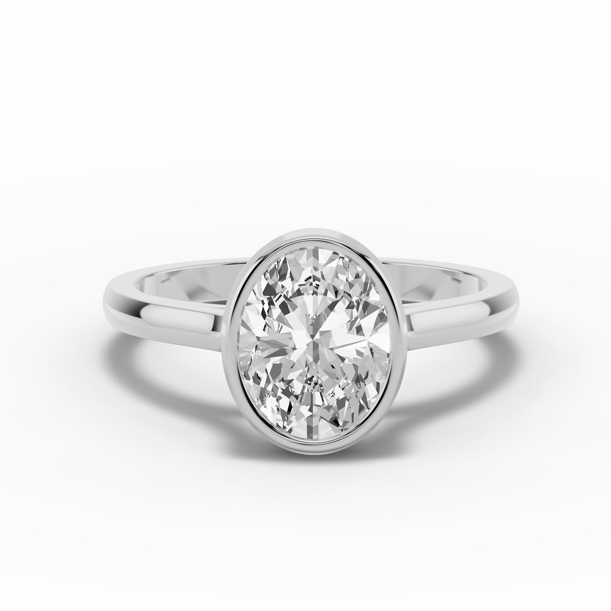 Oval Lumière Bezel Solitaire Ring ABER-103-OV-LGD-6  - Abtin & Co.