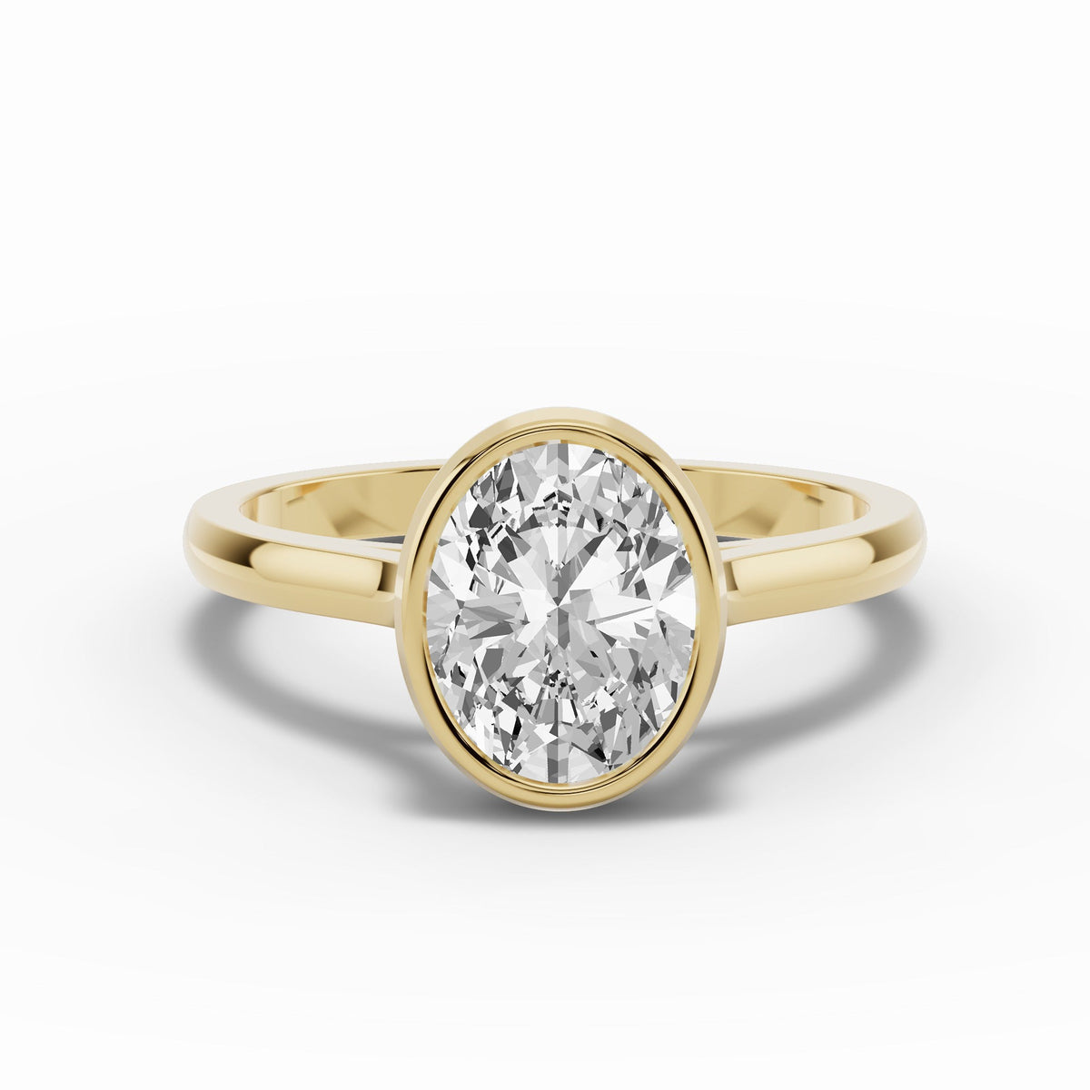 Oval Lumière Bezel Solitaire Ring ABER-103-OV-LGD-1  - Abtin & Co.