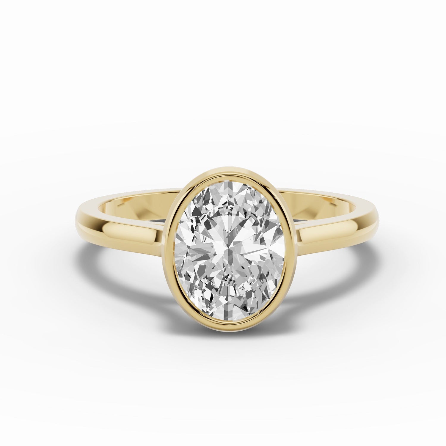 Oval Lumière Bezel Solitaire Ring ABER-103-OV-LGD-1  - Abtin & Co.