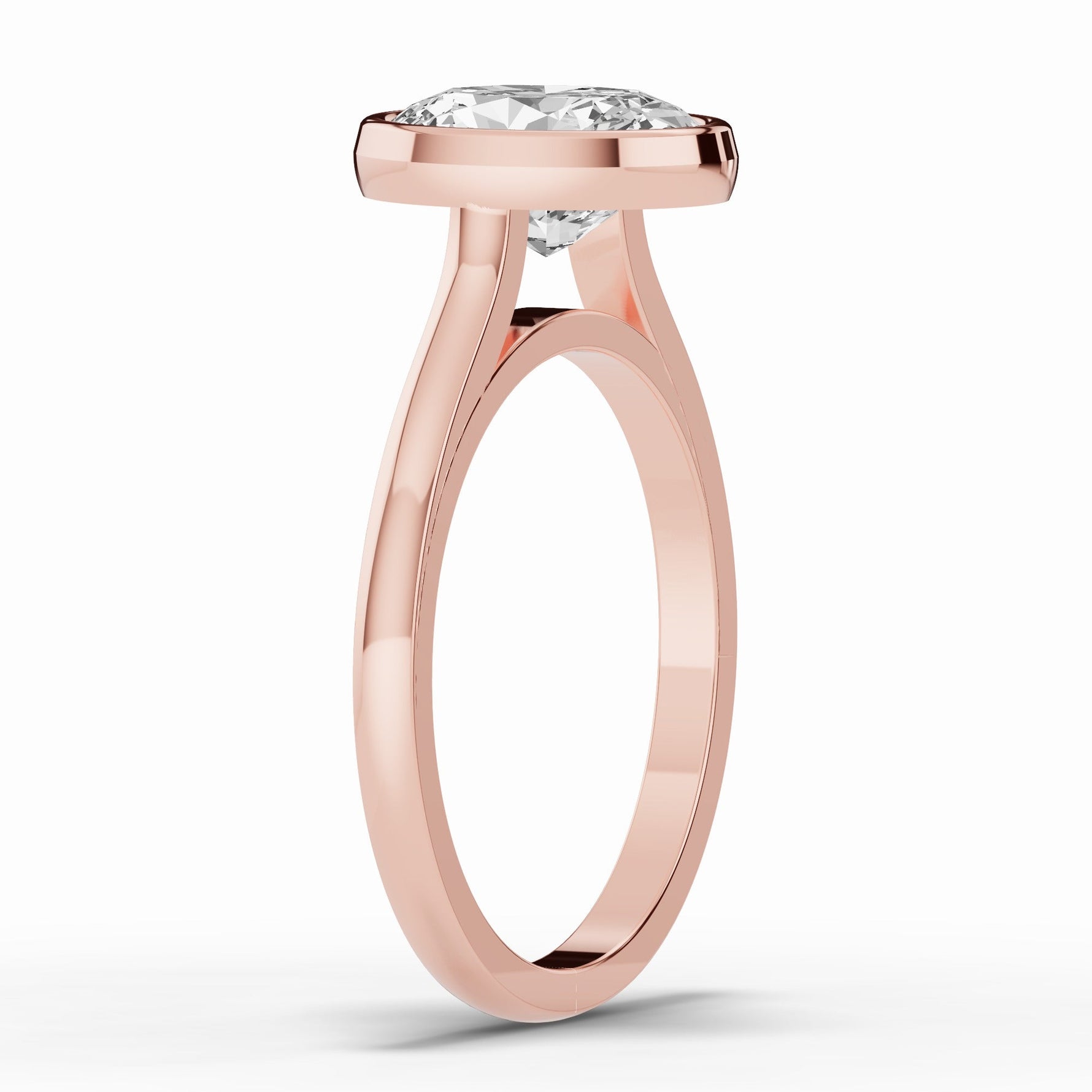 Oval Lumière Bezel Solitaire Ring ABER-103-OV-LGD-11  - Abtin & Co.